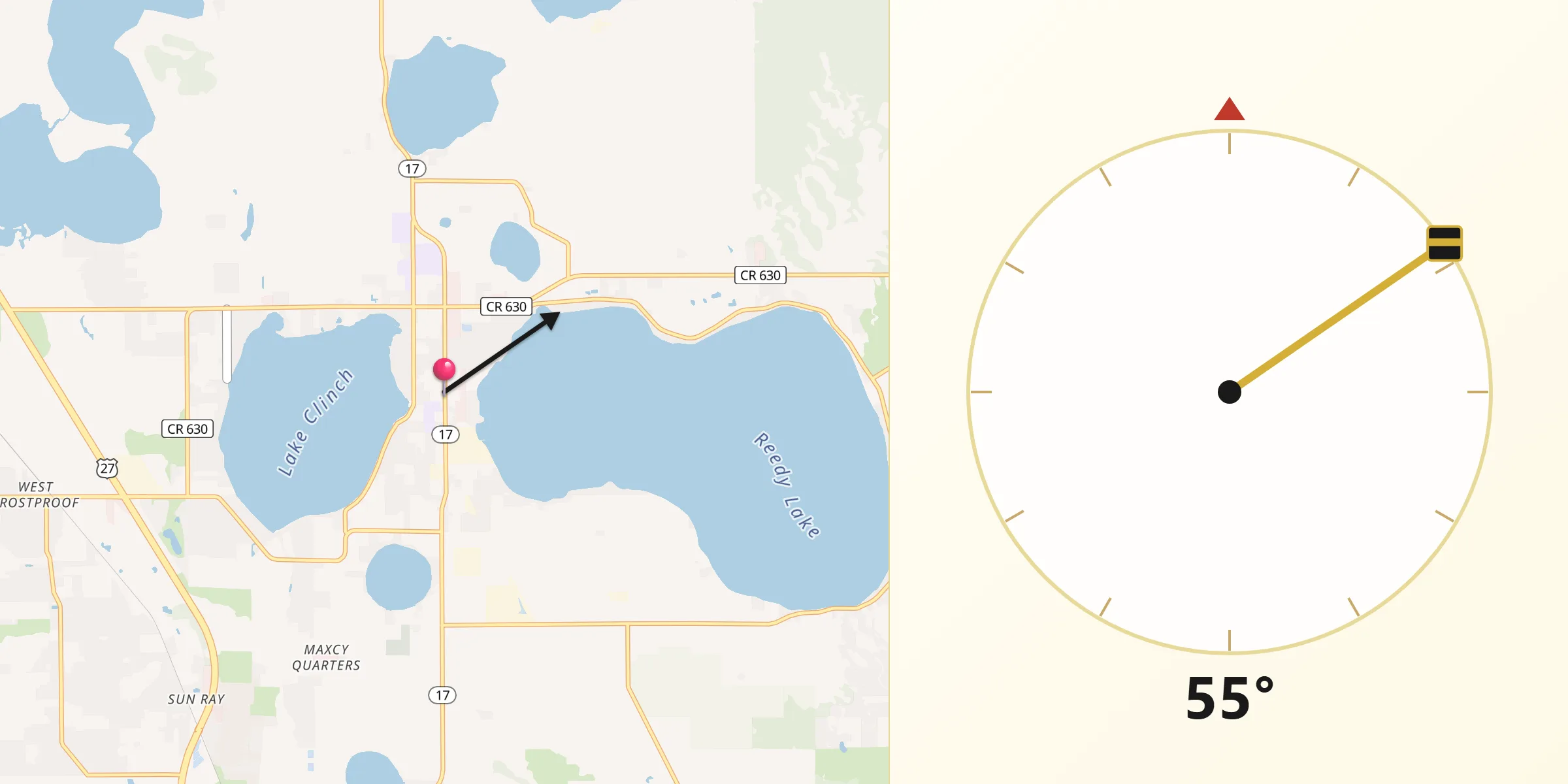 Qibla Direction from Frostproof