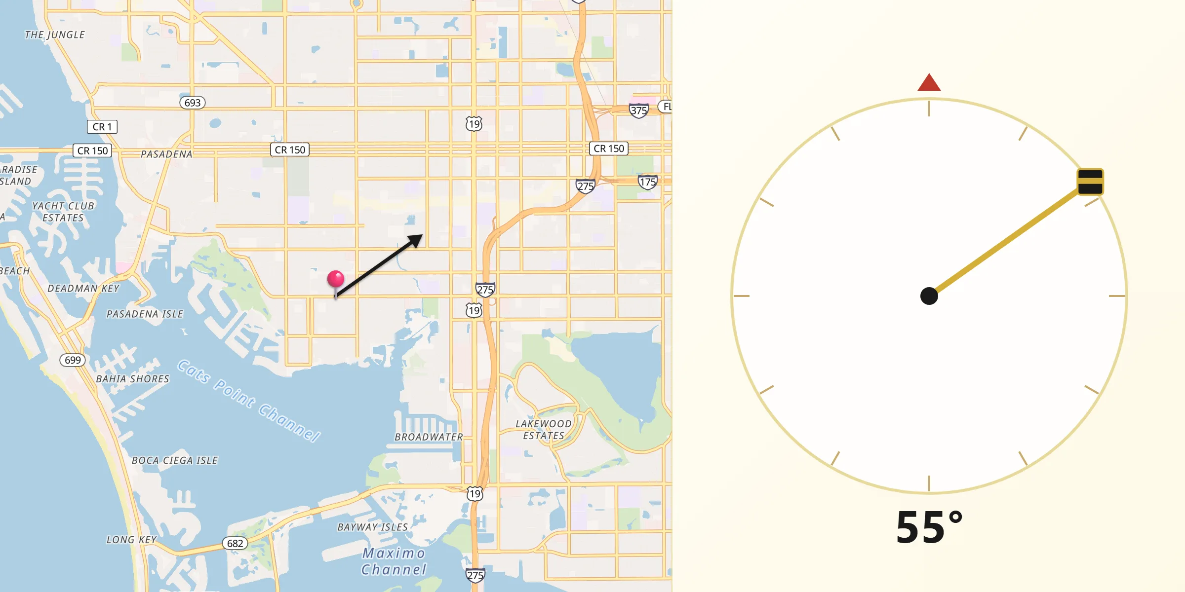 Qibla Direction from Gulfport