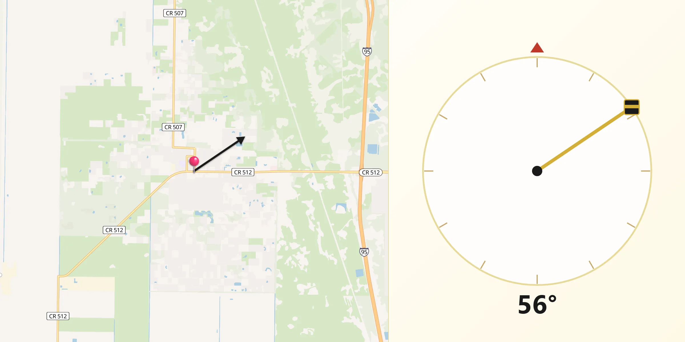 Qibla Direction from Fellsmere