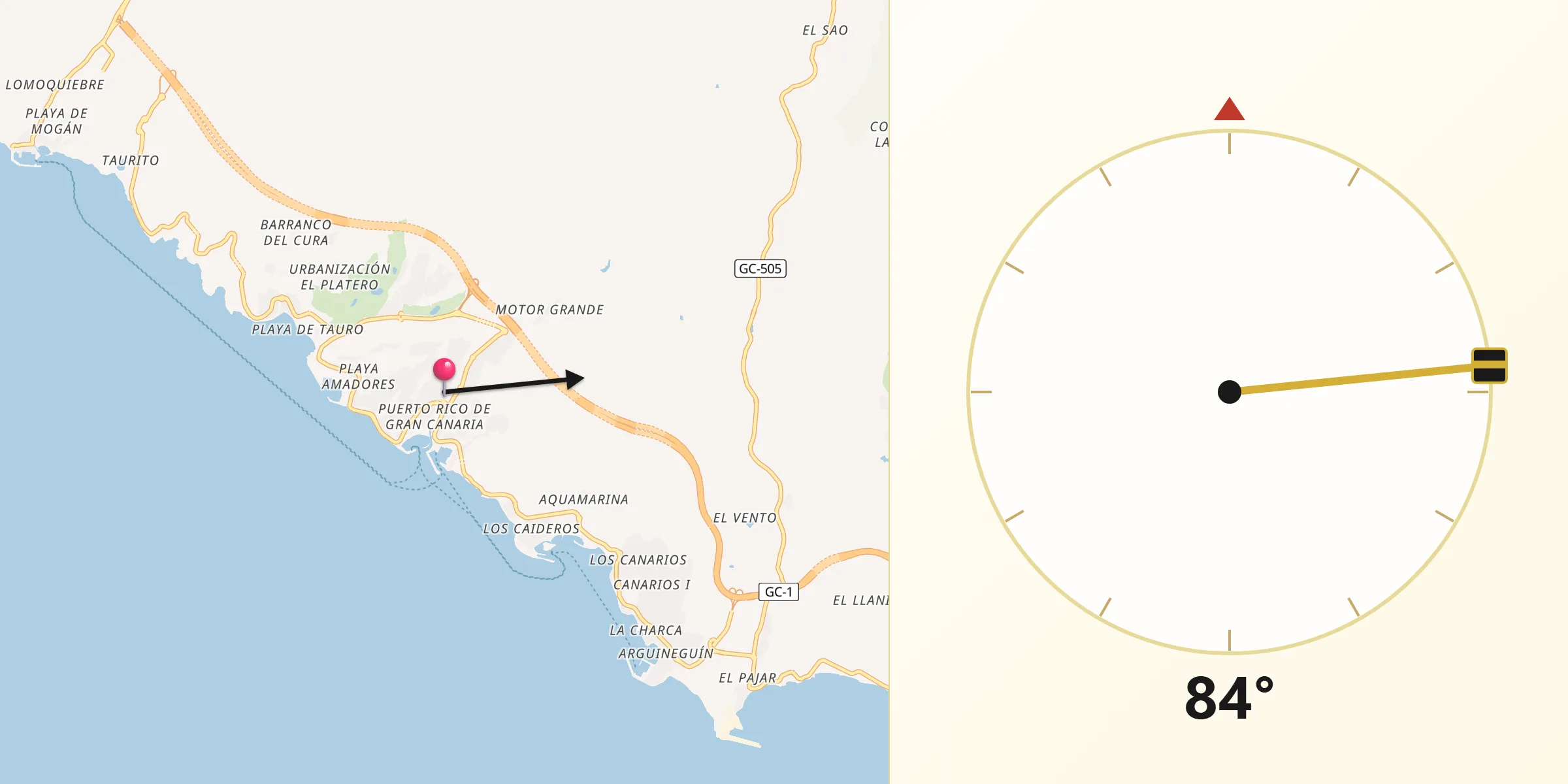 Dirección de la Qibla desde Puerto Rico