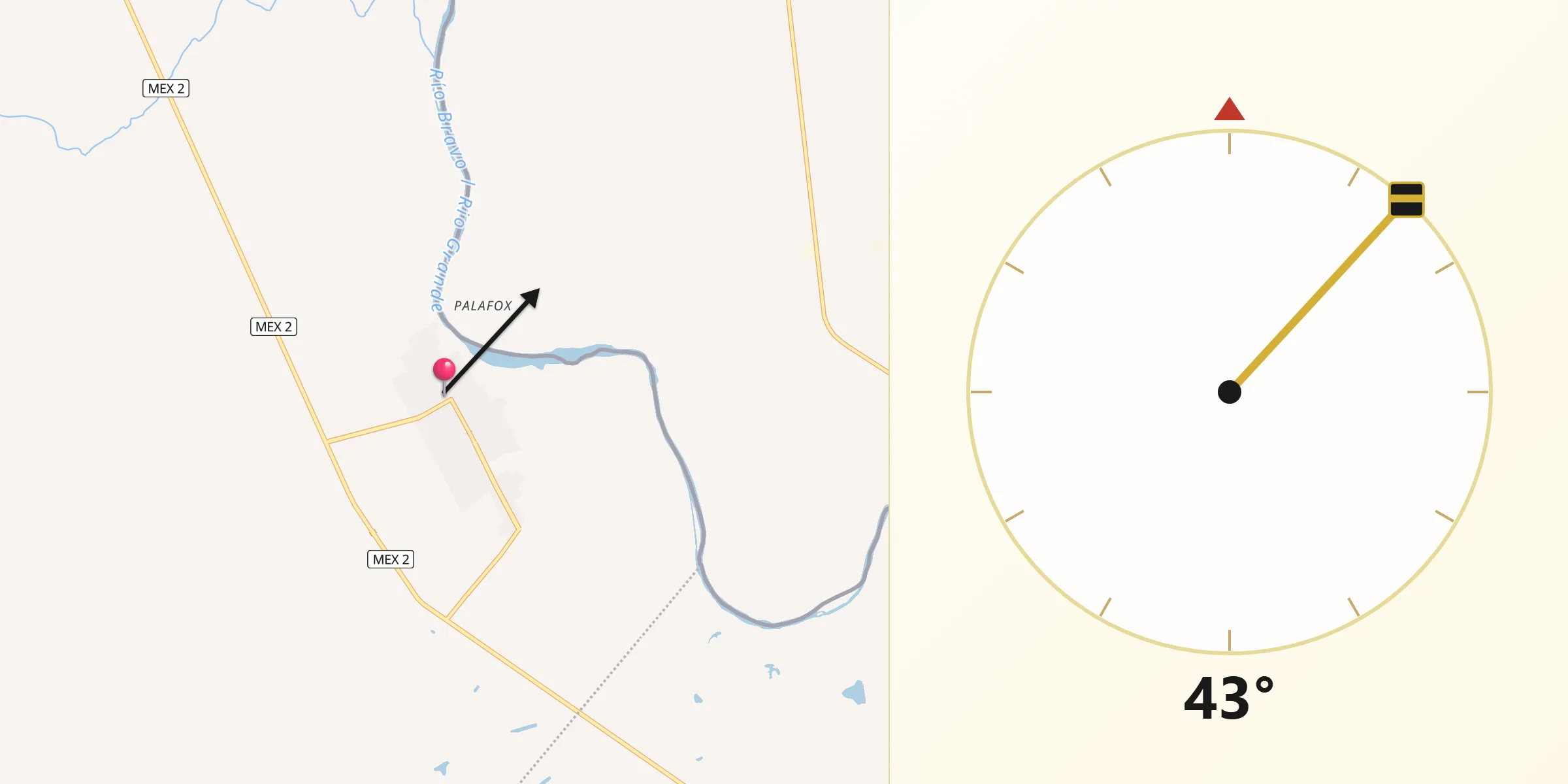 Dirección de la Qibla desde Hidalgo