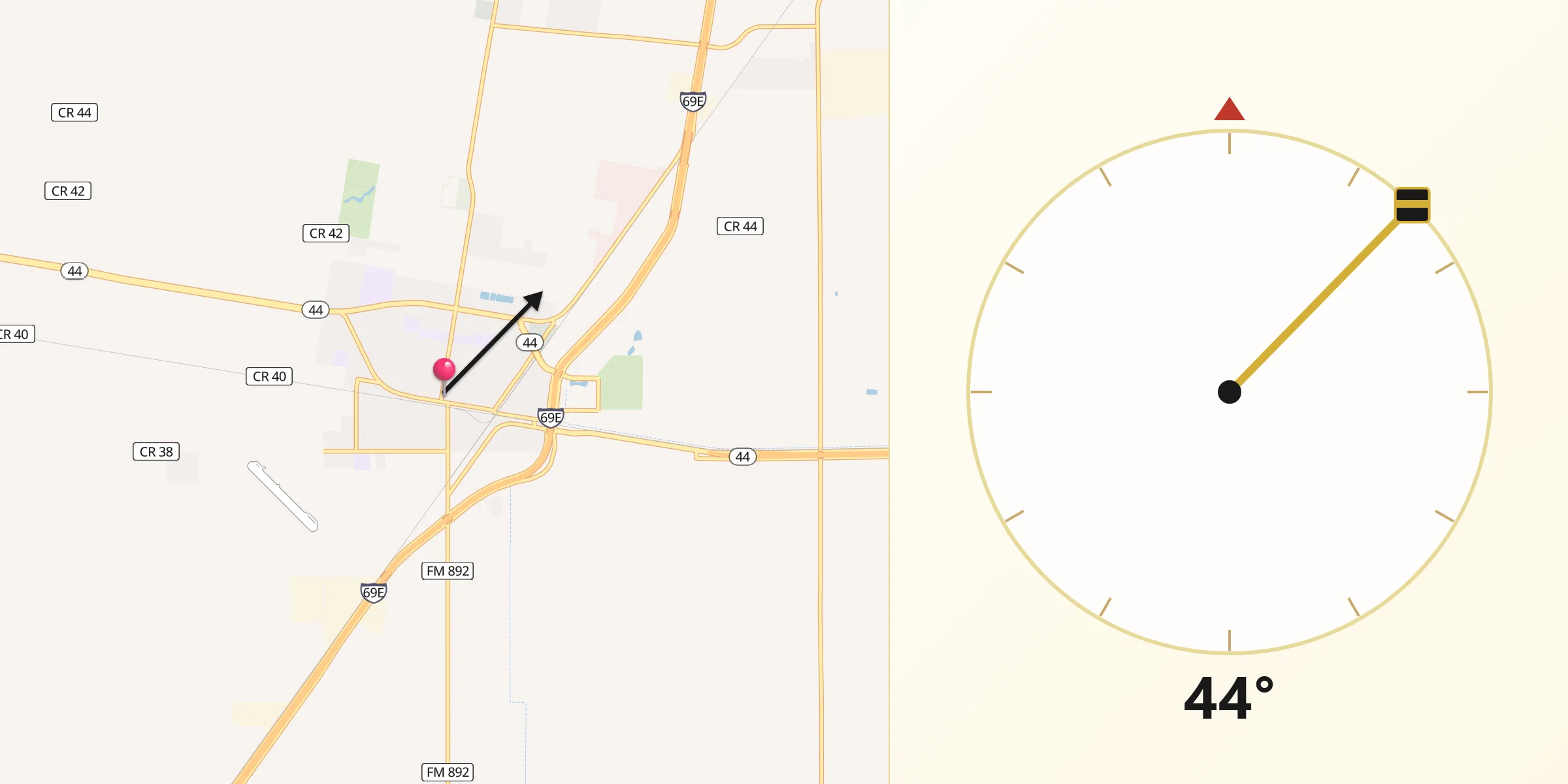 Qibla Direction from Robstown