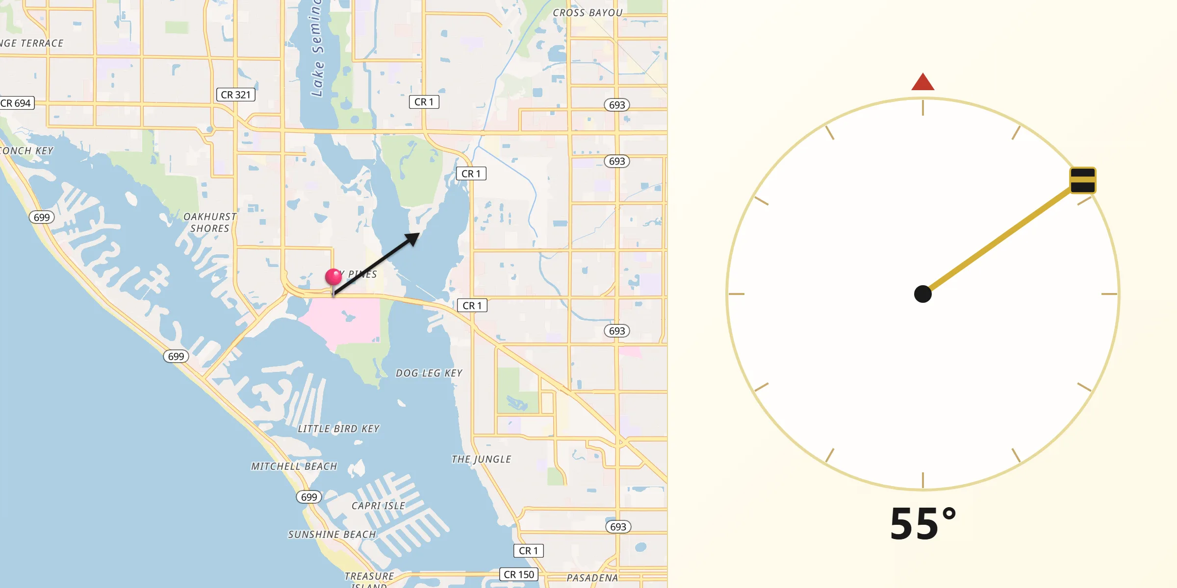 Qibla Direction from Bay Pines