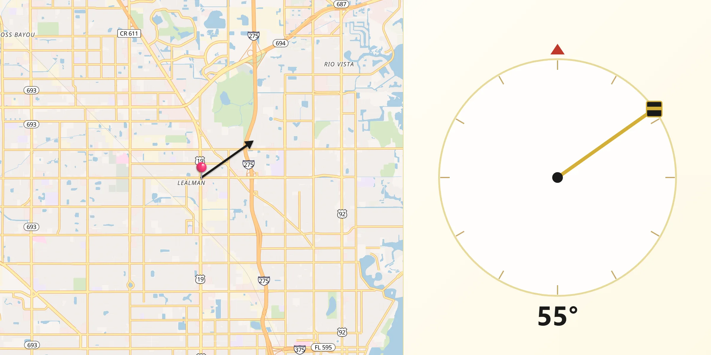 Qibla Direction from Lealman