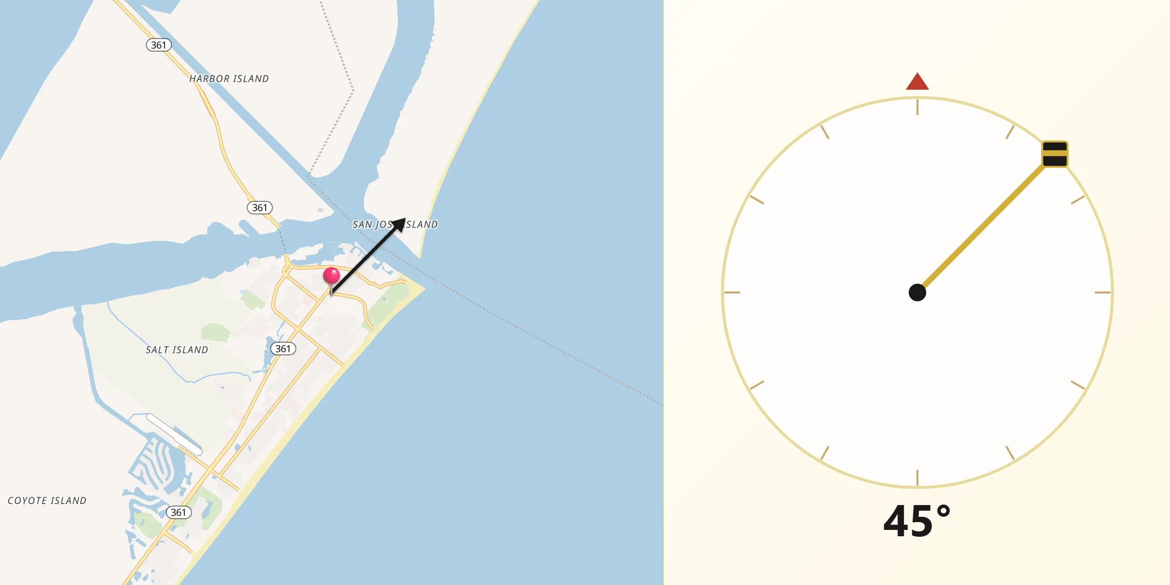 Qibla Direction from Port Aransas