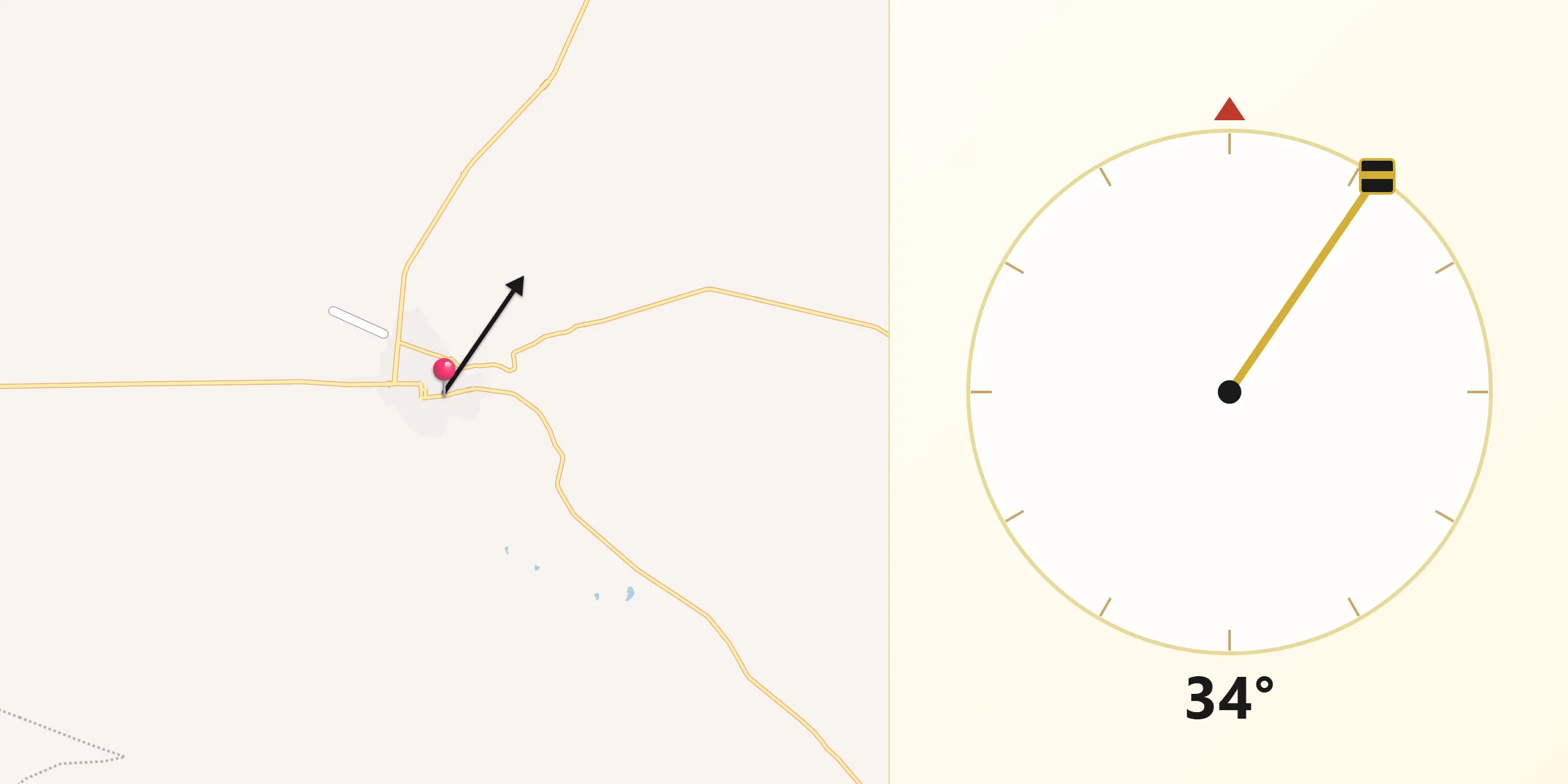 Dirección de la Qibla desde Rosario
