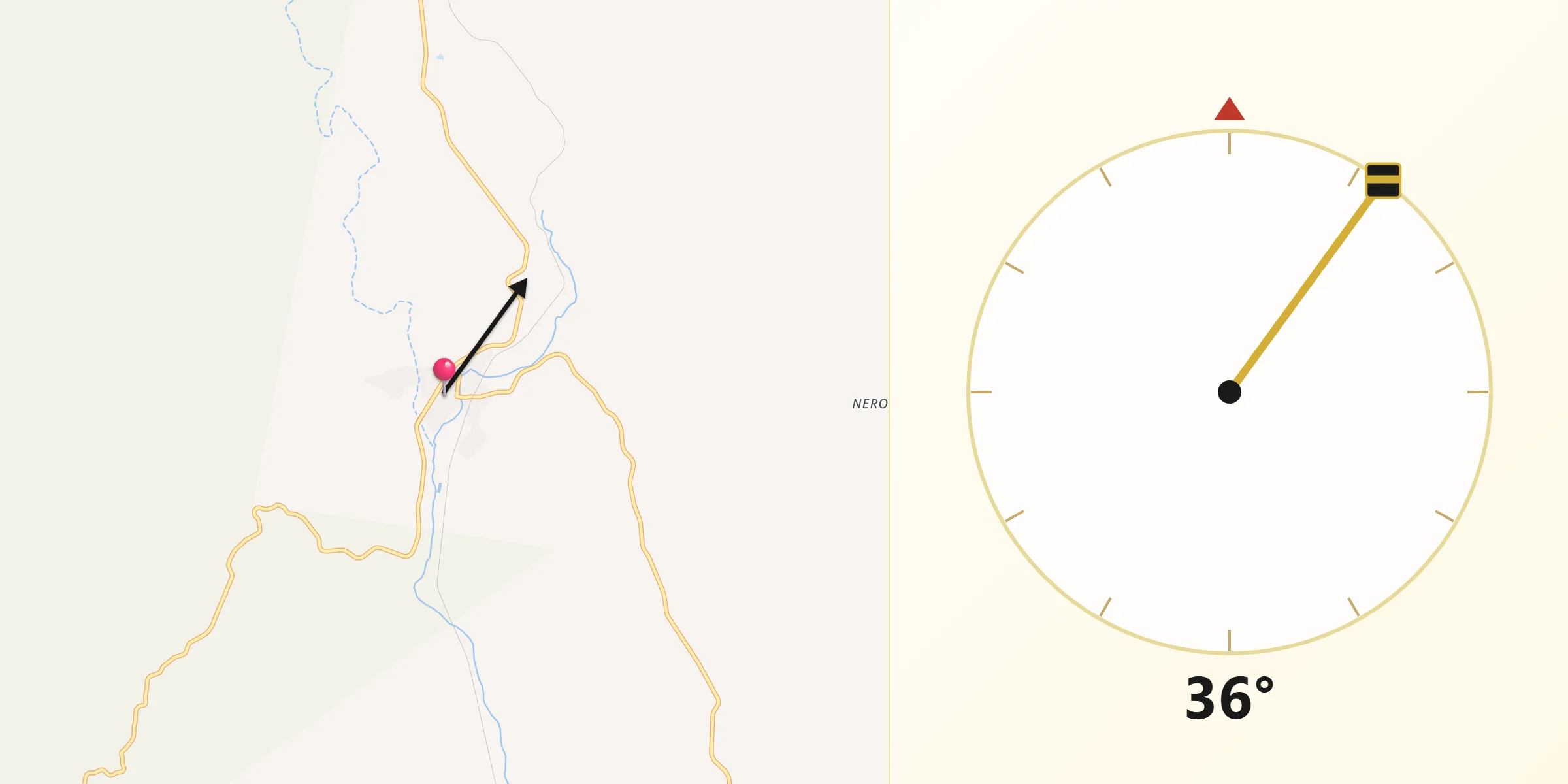 Dirección de la Qibla desde Bocoyna