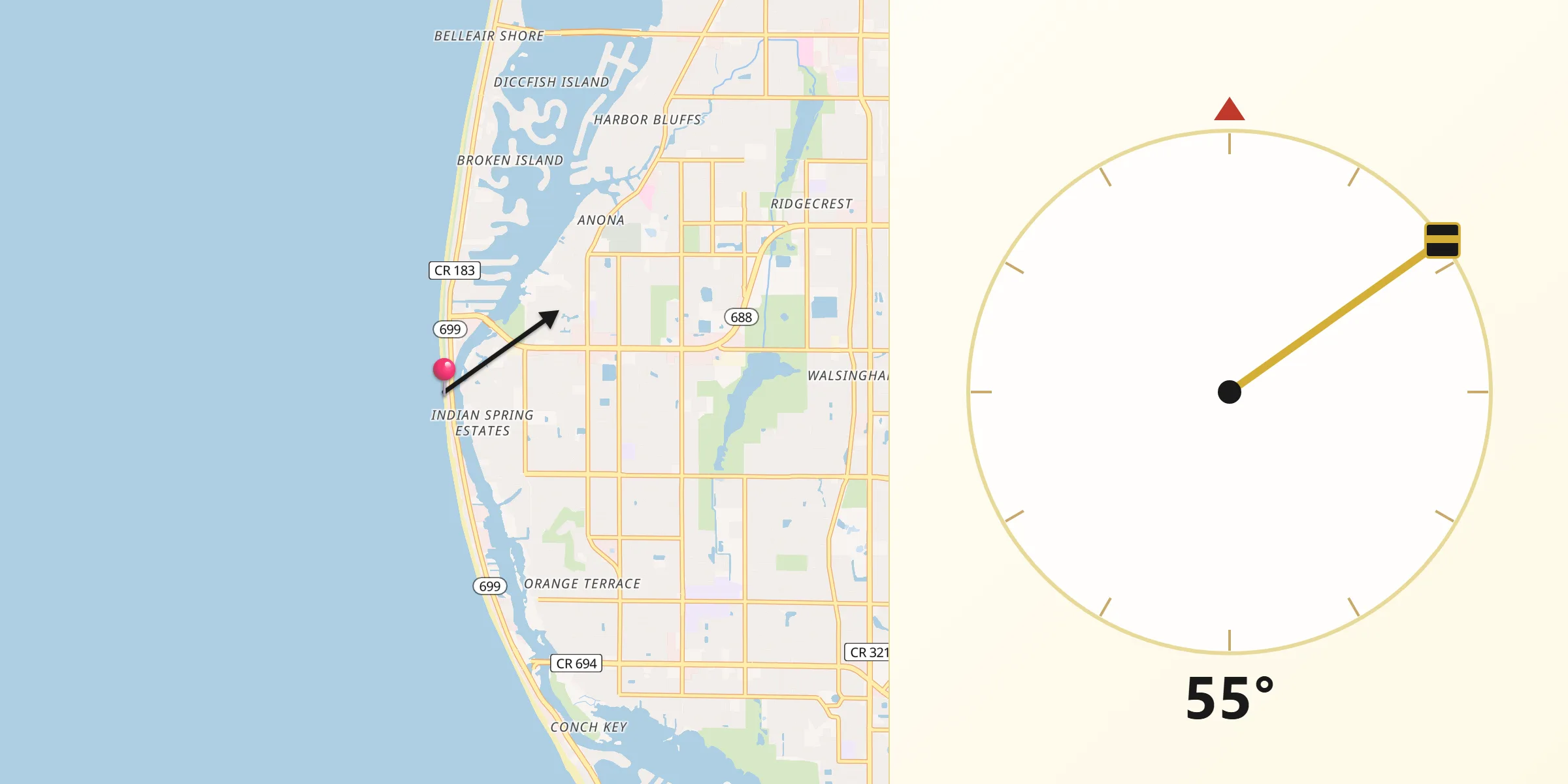 Qibla Direction from Indian Rocks Beach