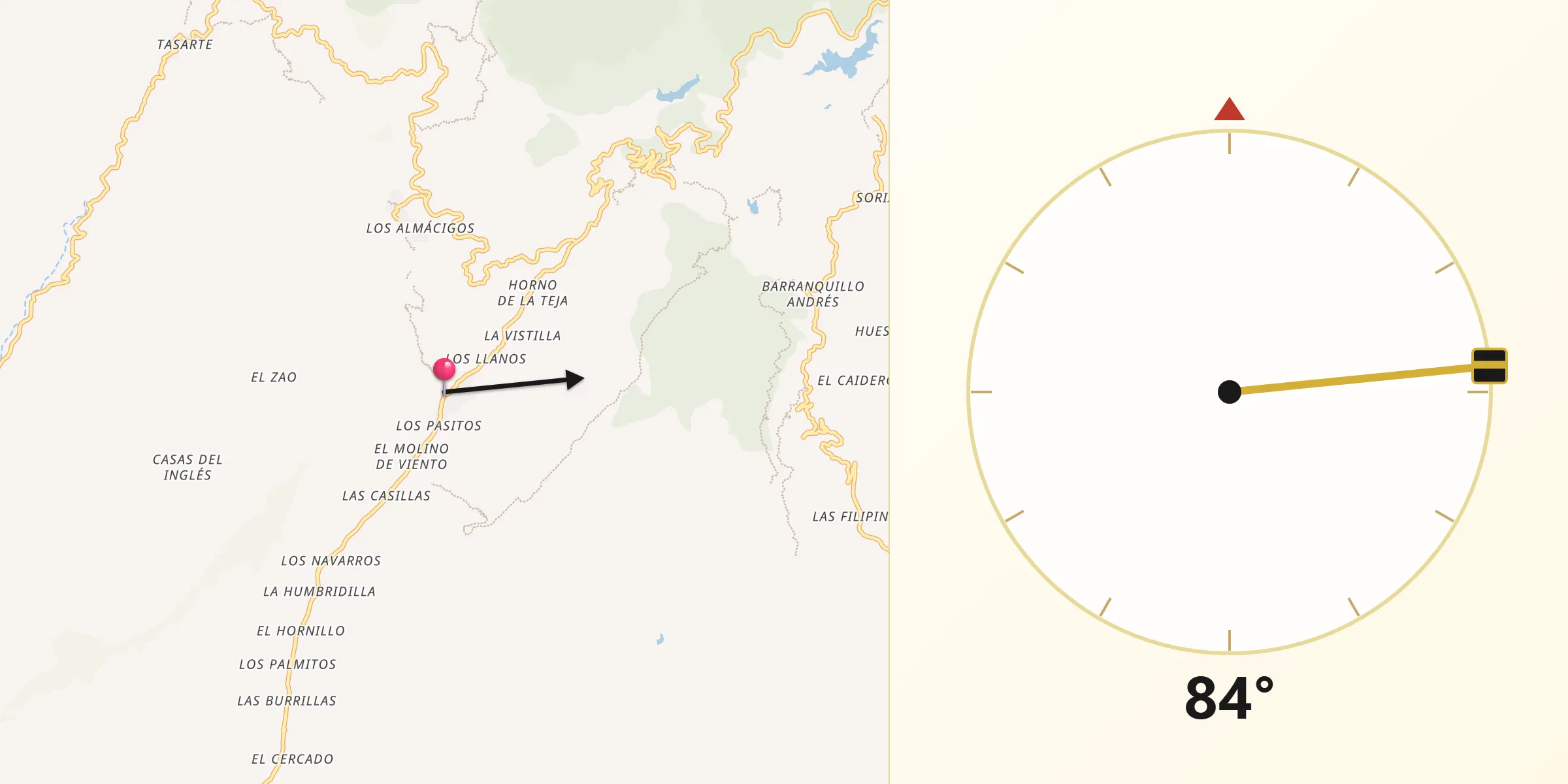 Dirección de la Qibla desde Mogán