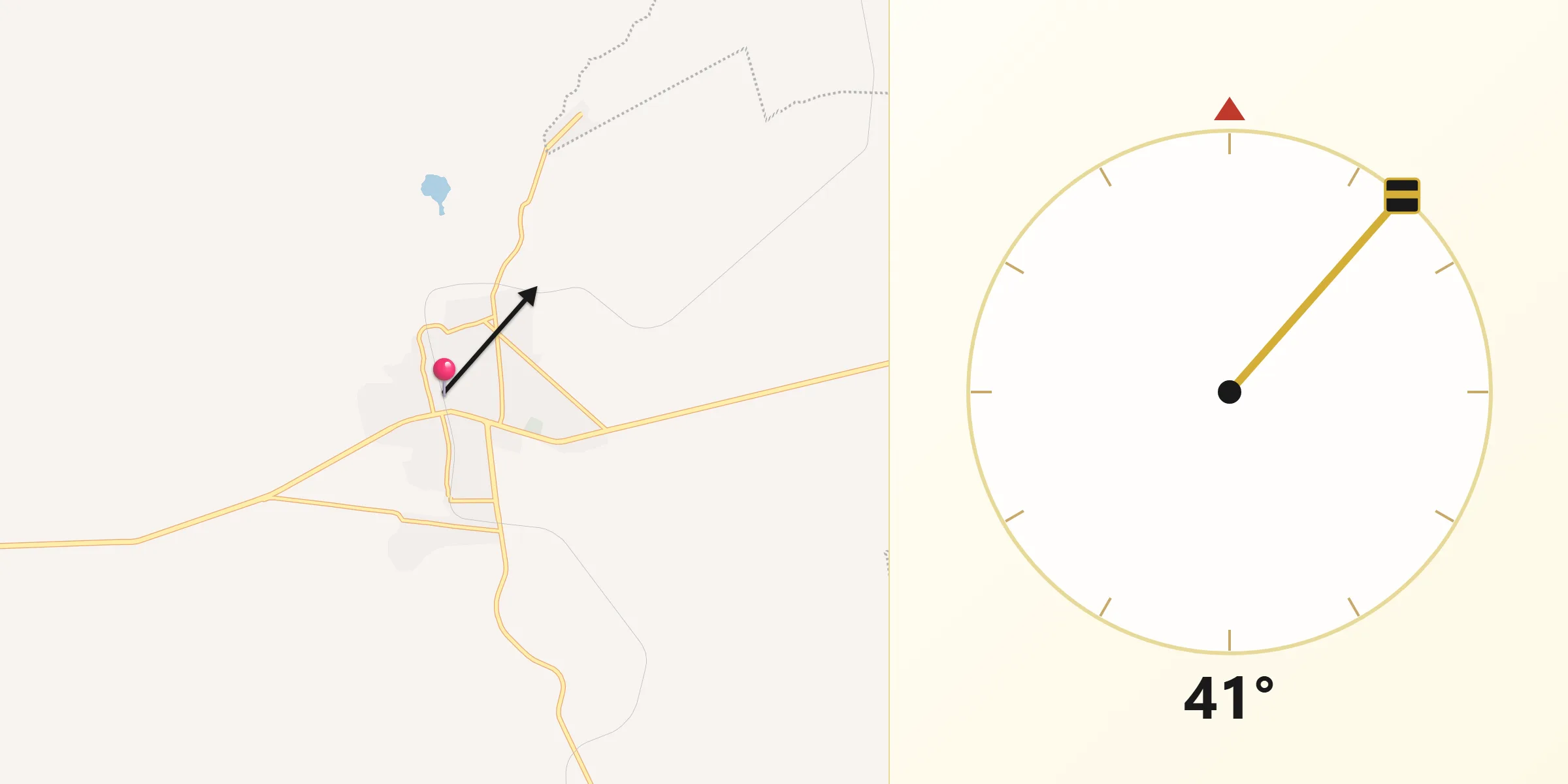 Dirección de la Qibla desde Palaú