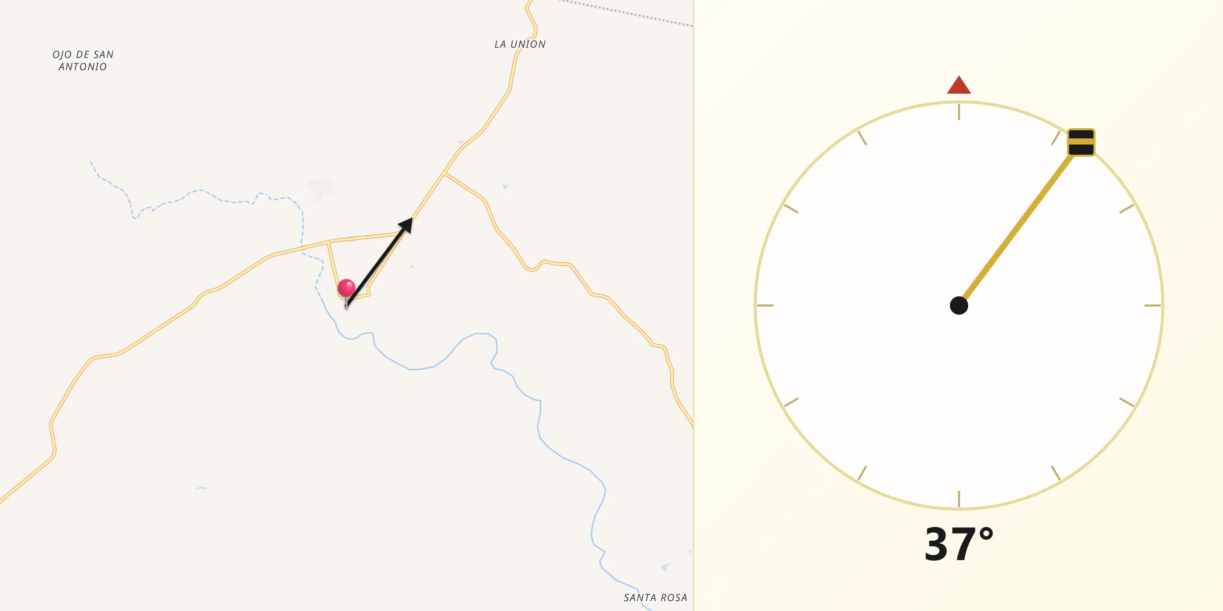 Dirección de la Qibla desde San Francisco de Borja