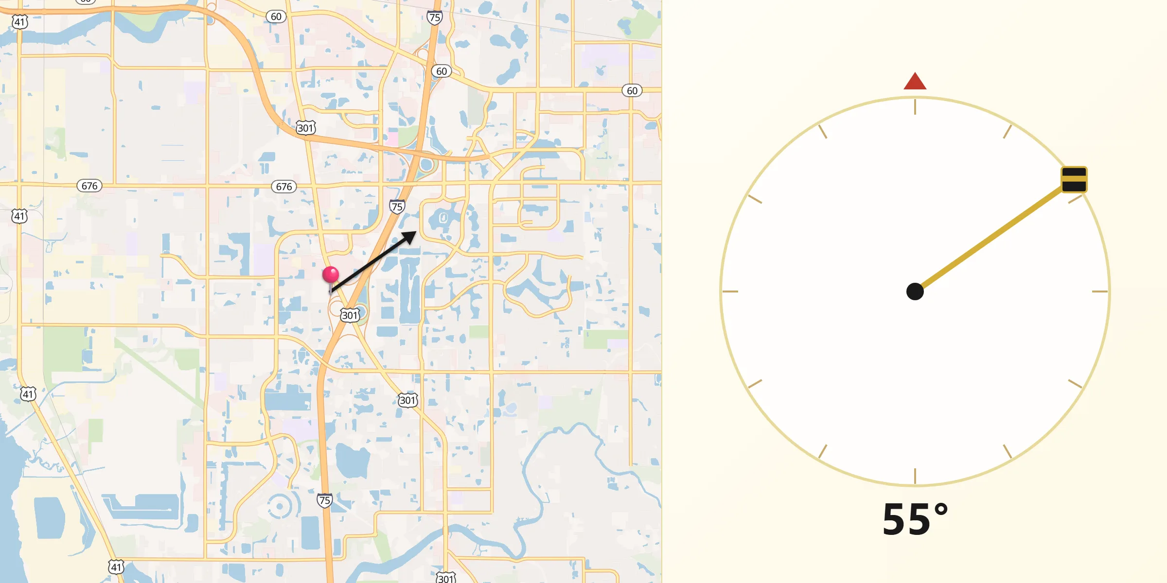 Qibla Direction from Hillsborough County