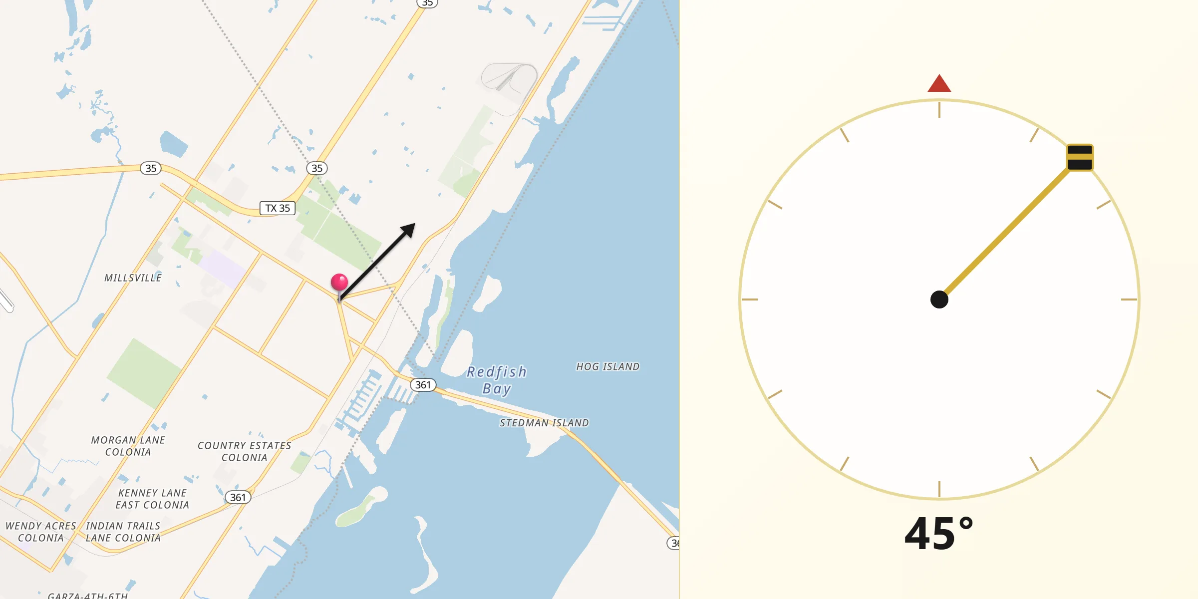 Qibla Direction from Aransas Pass
