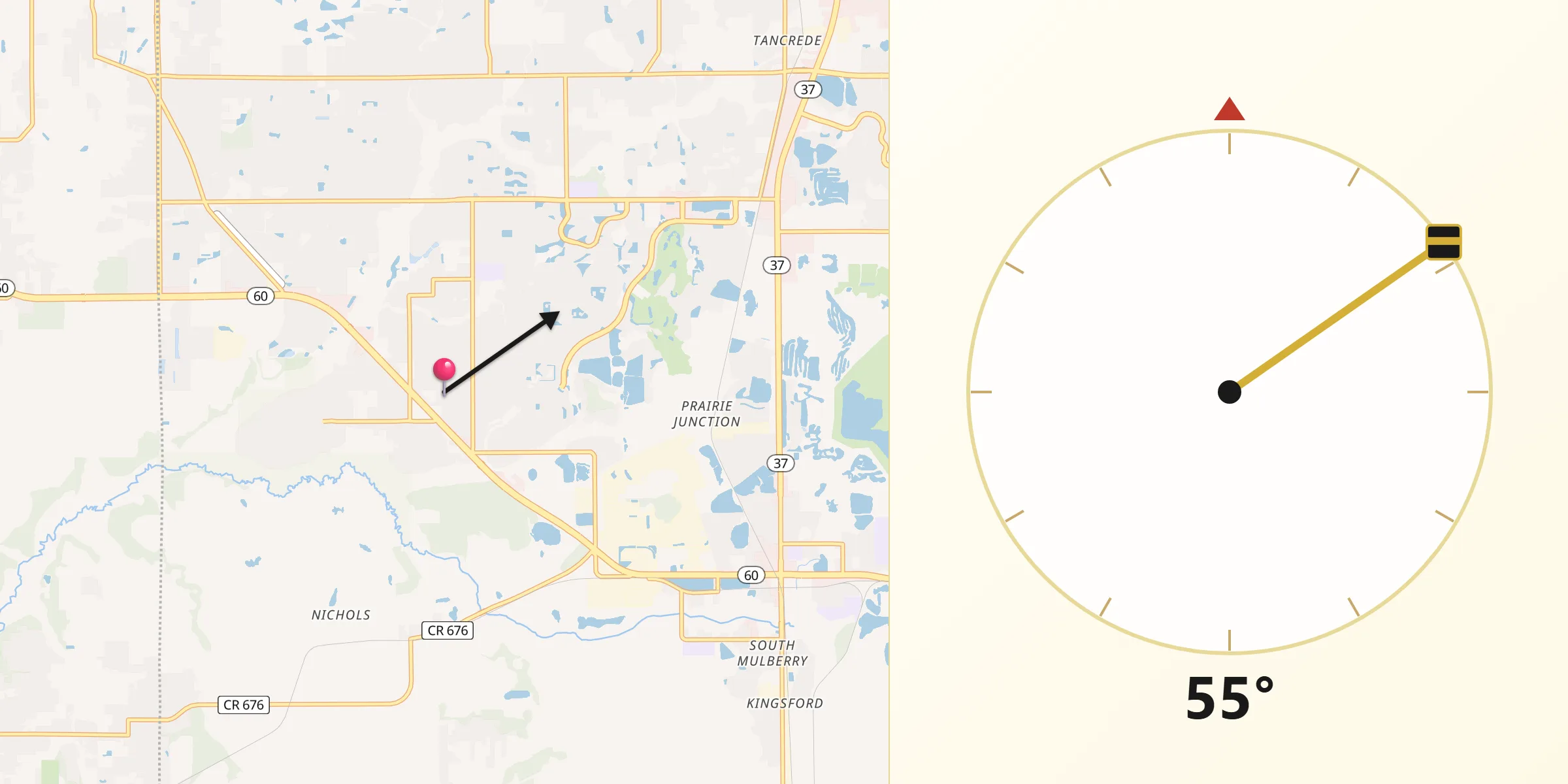 Qibla Direction from Willow Oak
