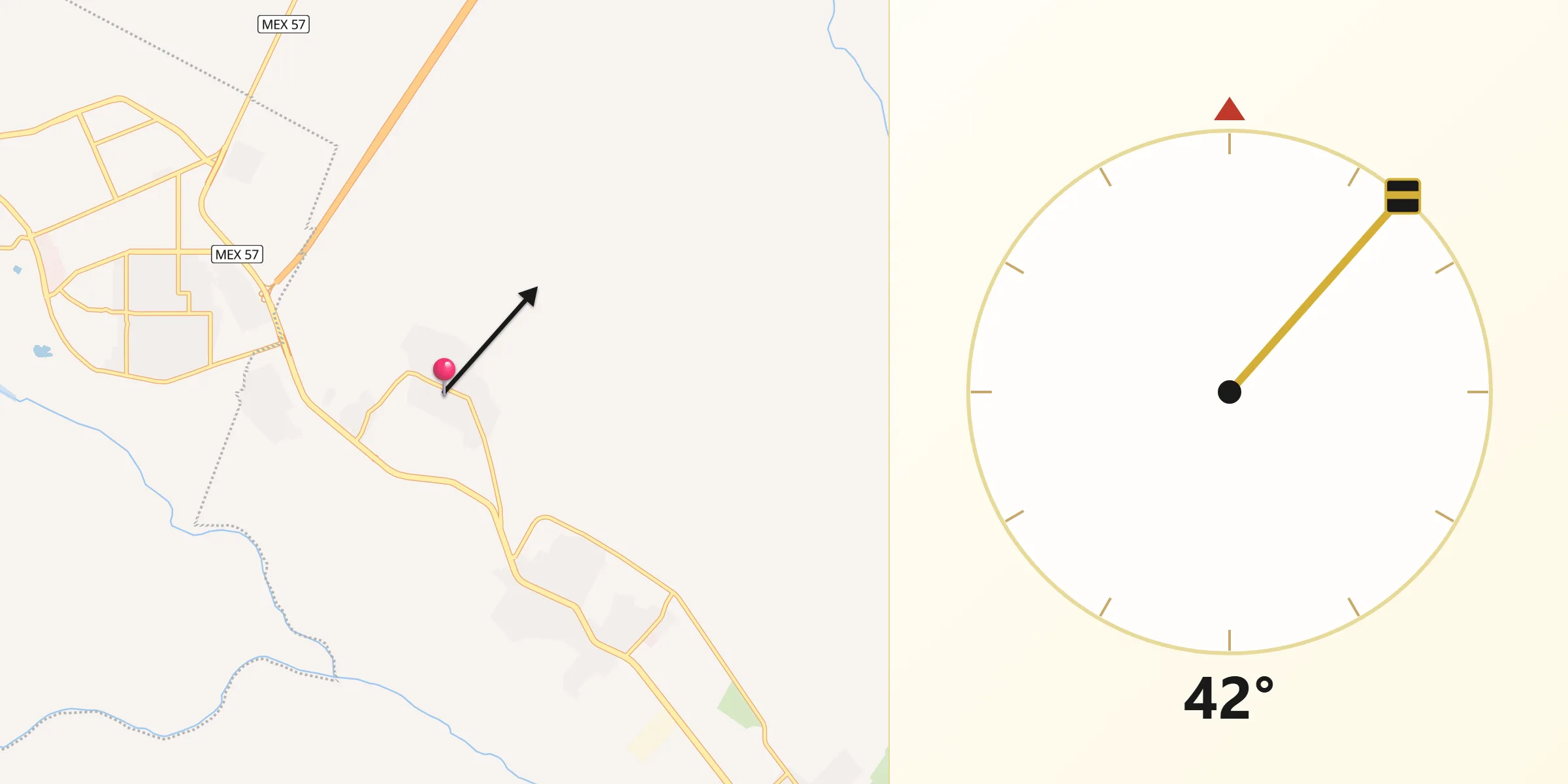 Dirección de la Qibla desde Cloete