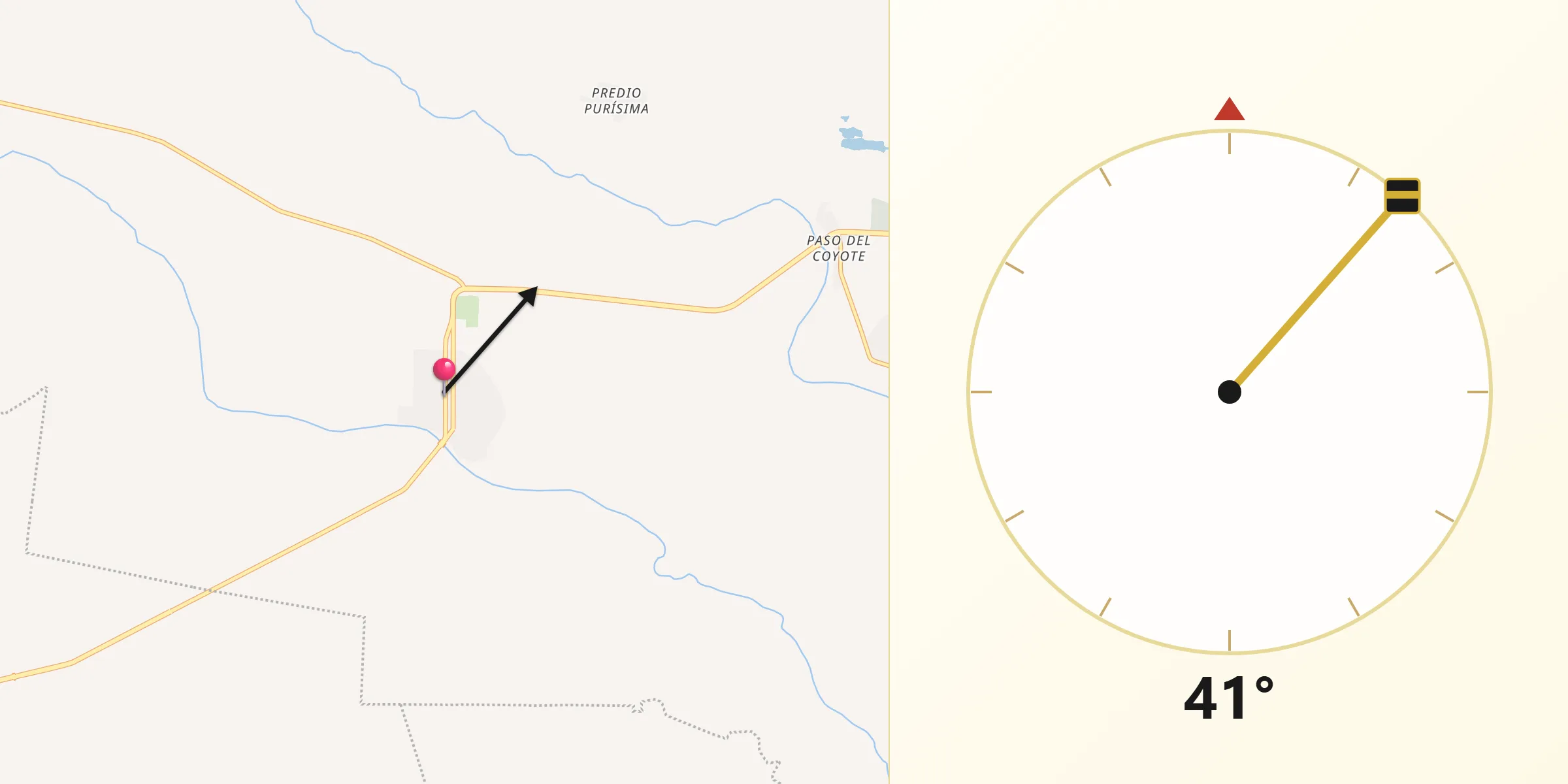 Dirección de la Qibla desde San Juan de Sabinas