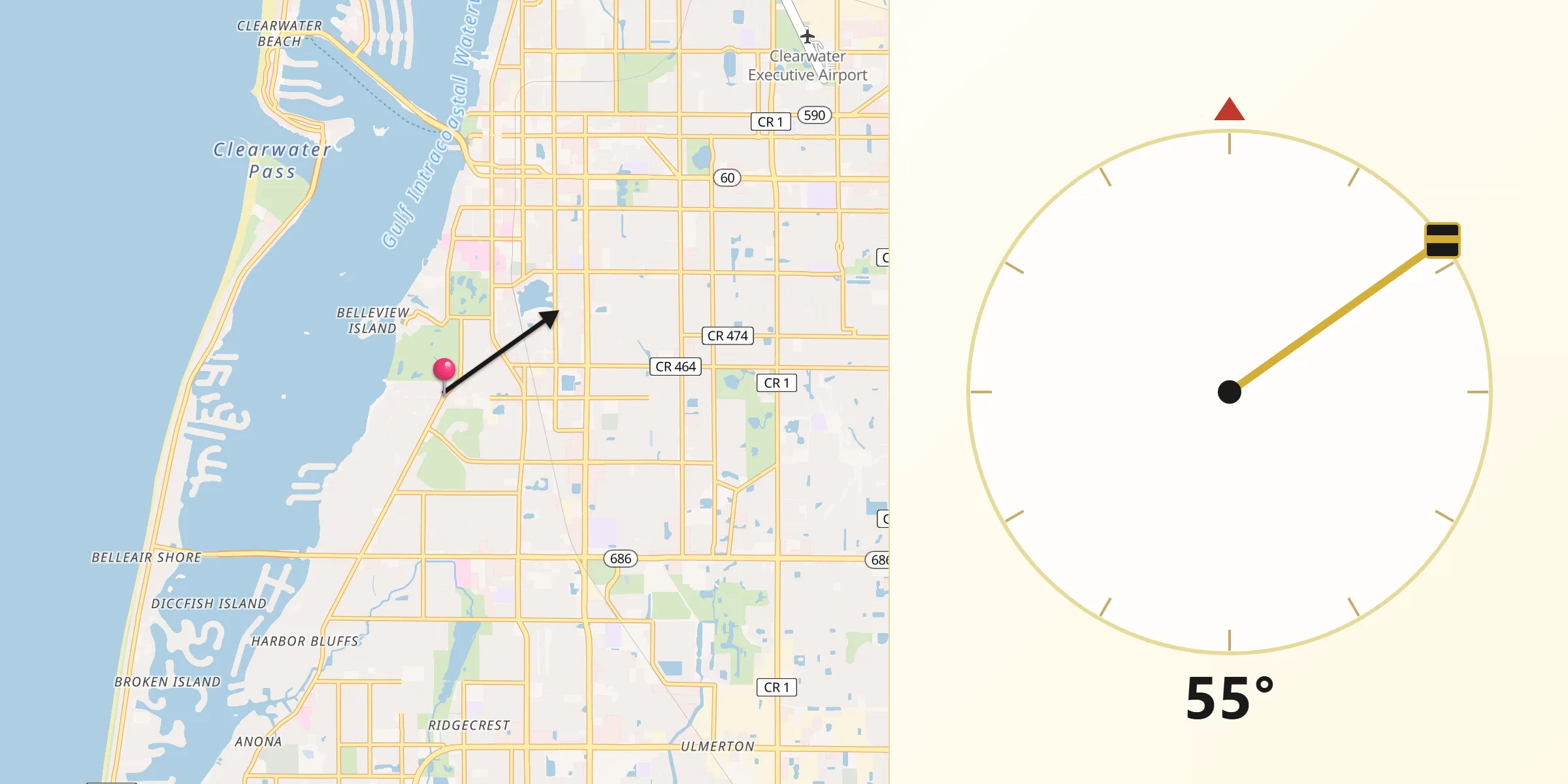 Qibla Direction from Belleair