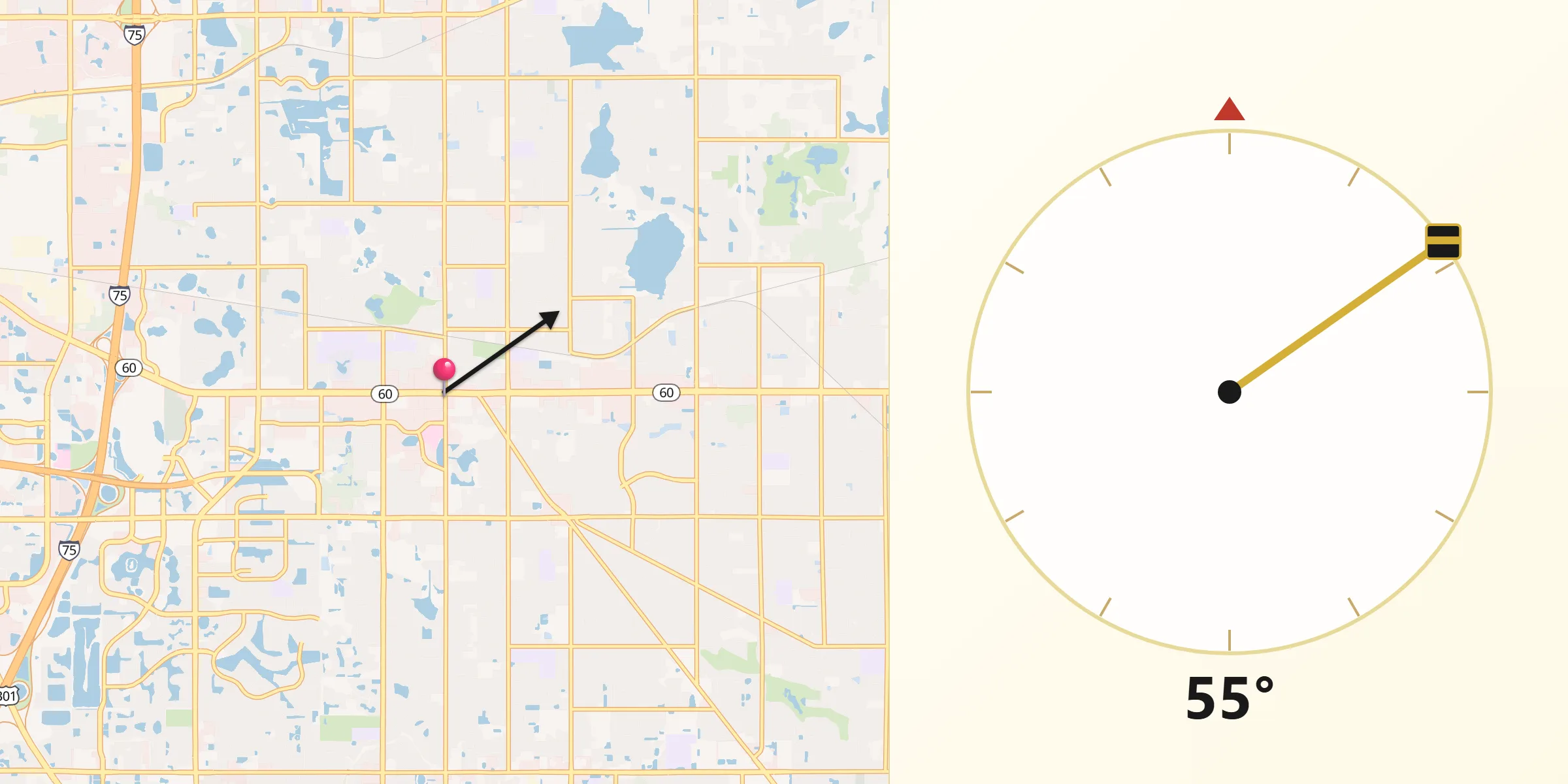 Qibla Direction from Brandon