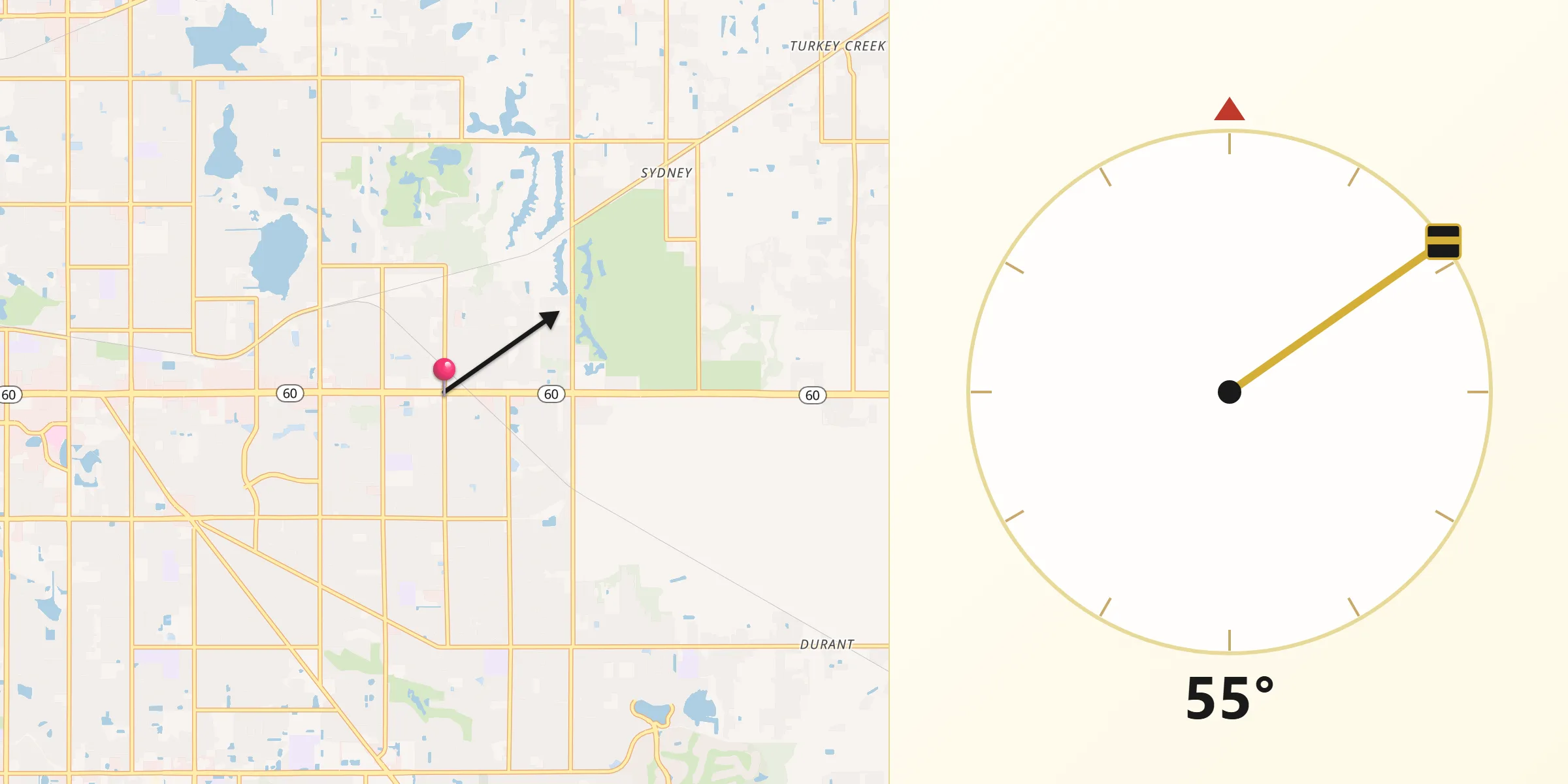 Qibla Direction from Valrico