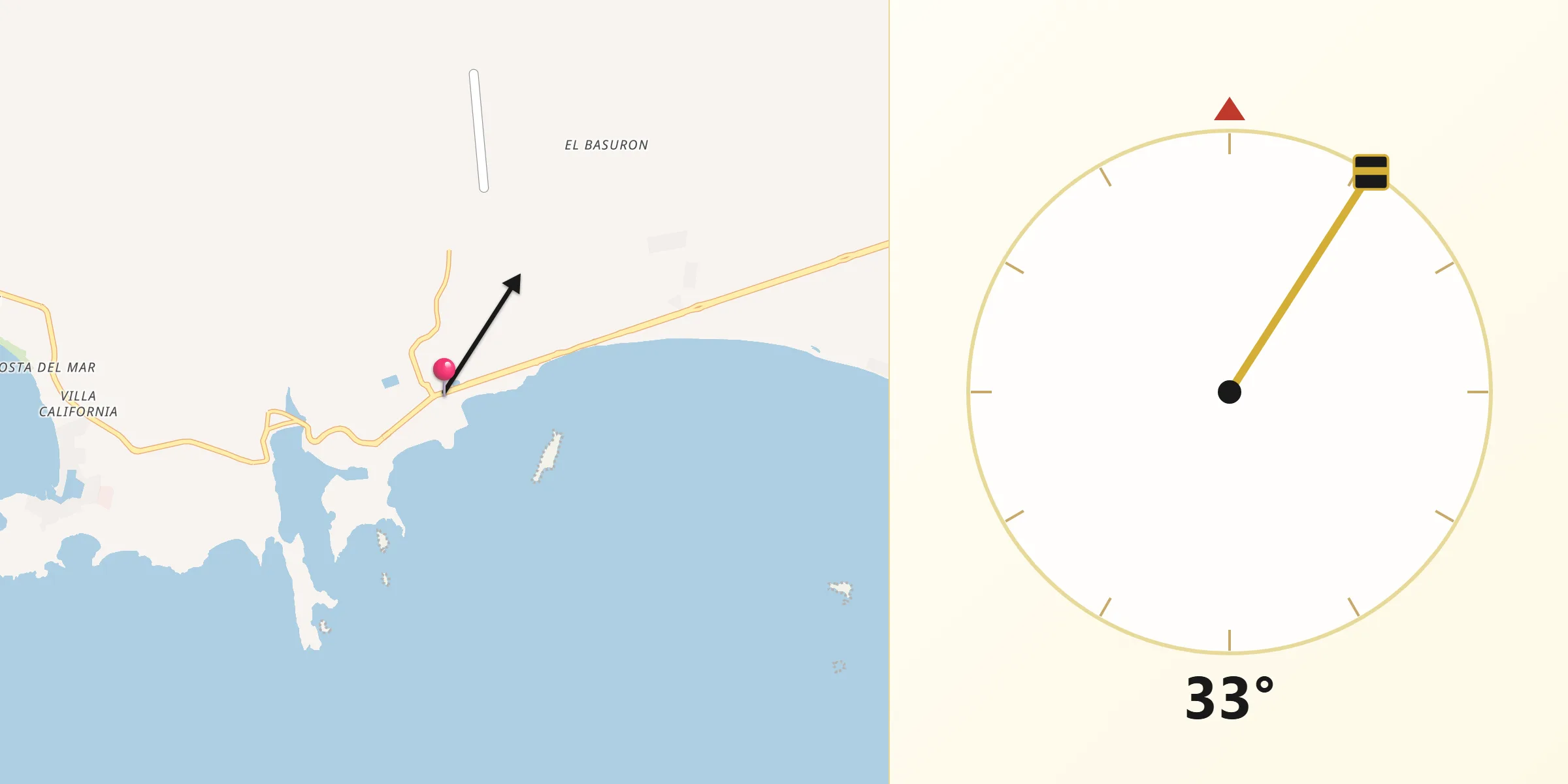 Dirección de la Qibla desde San Carlos