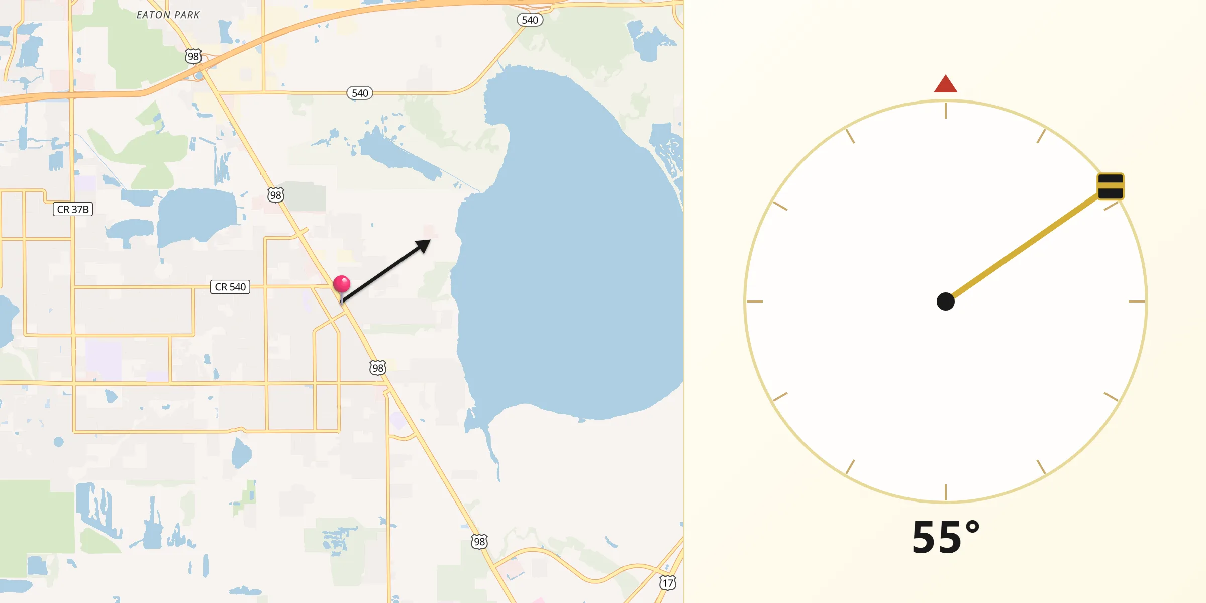 Qibla Direction from Highland City