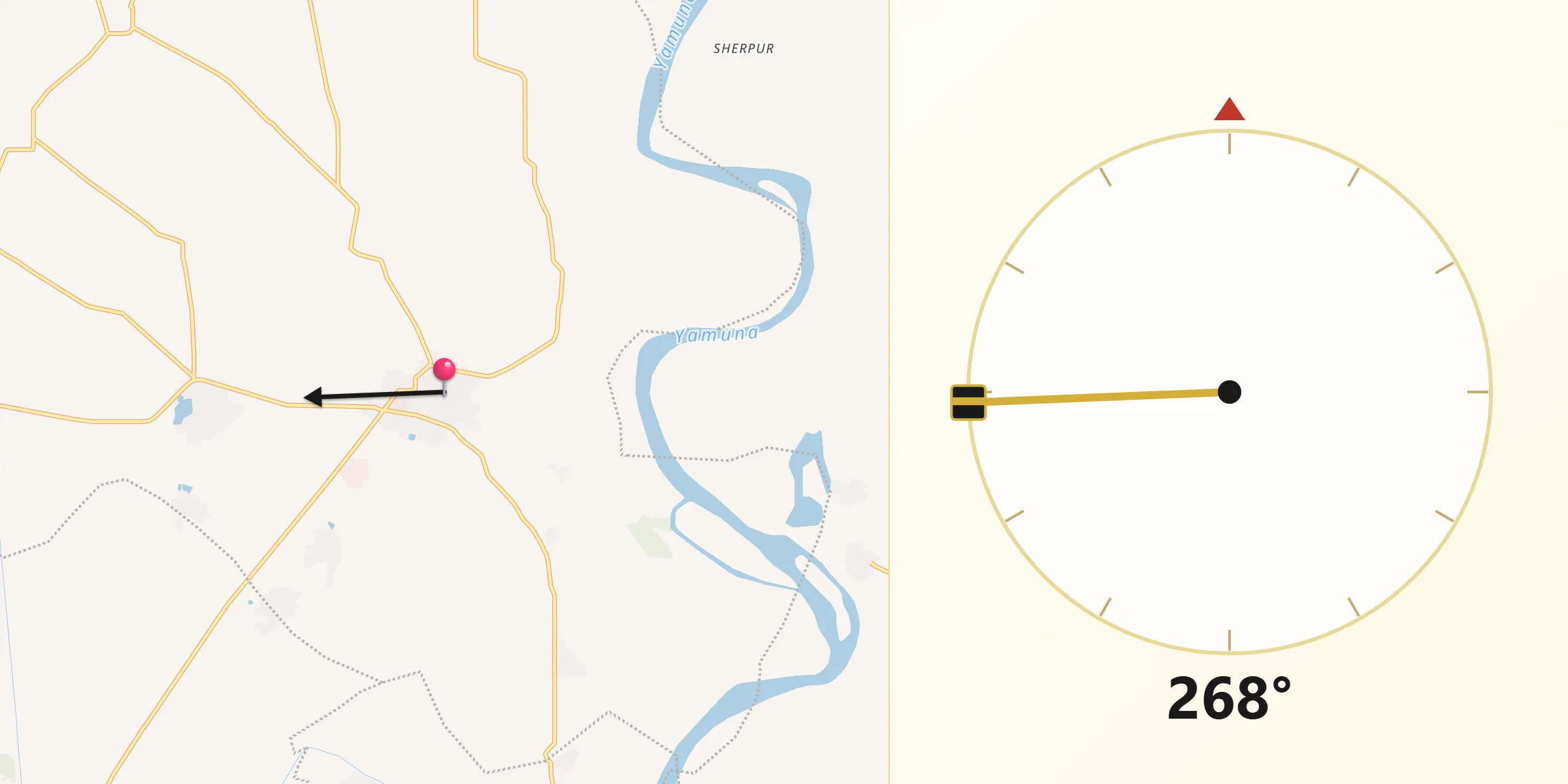 Qibla Direction from Hasanpur