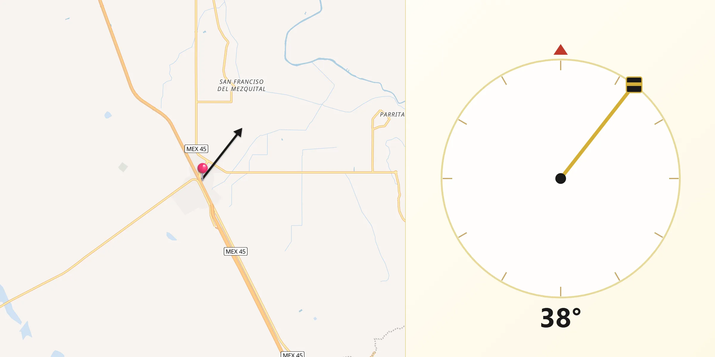 Dirección de la Qibla desde Estación Conchos