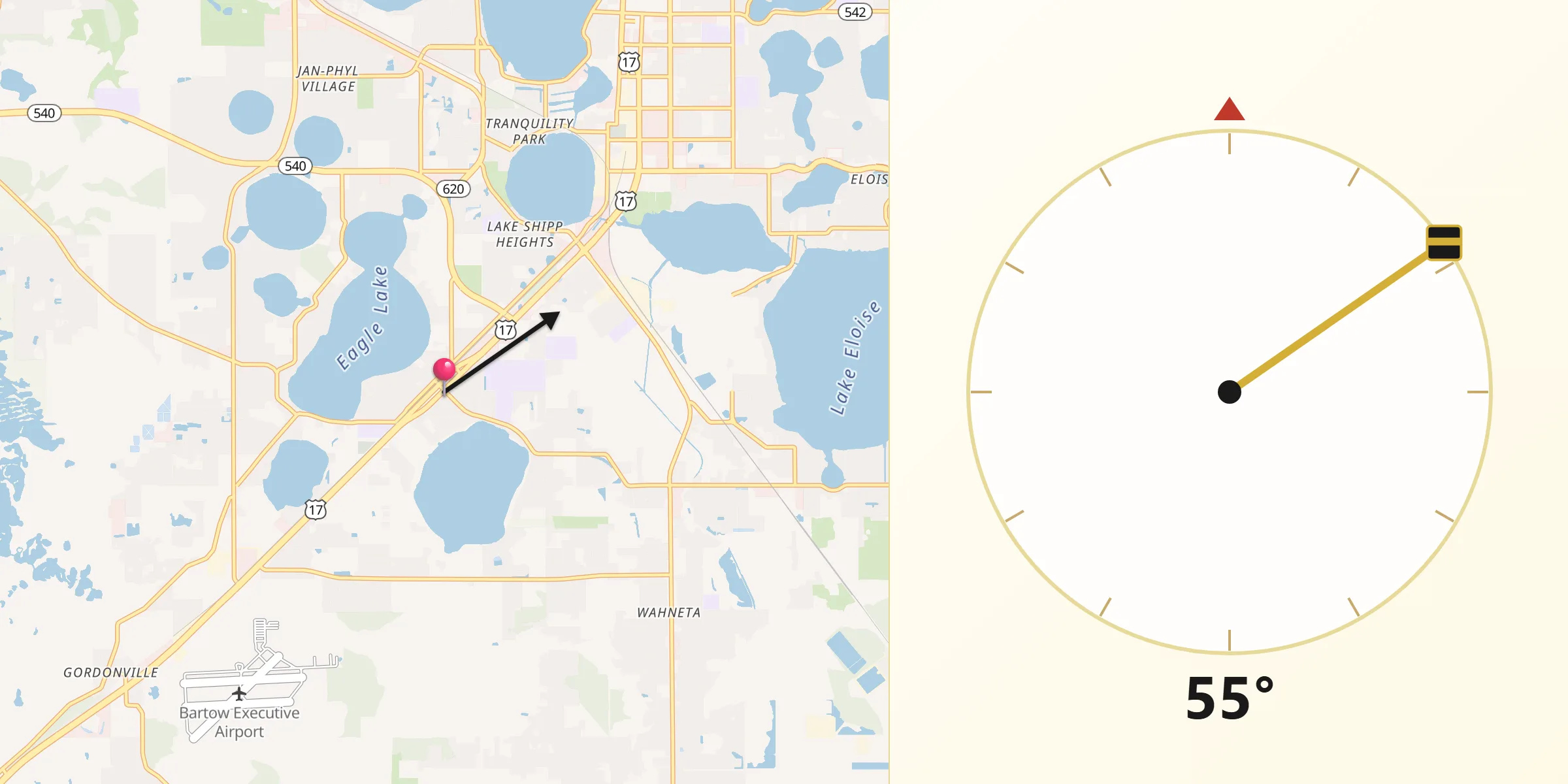 Qibla Direction from Eagle Lake