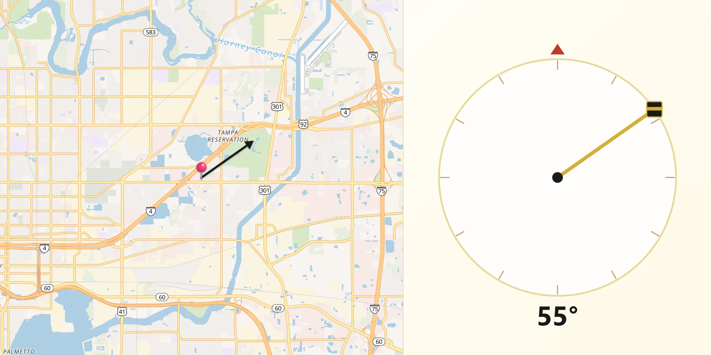 Qibla Direction from East Lake-Orient Park