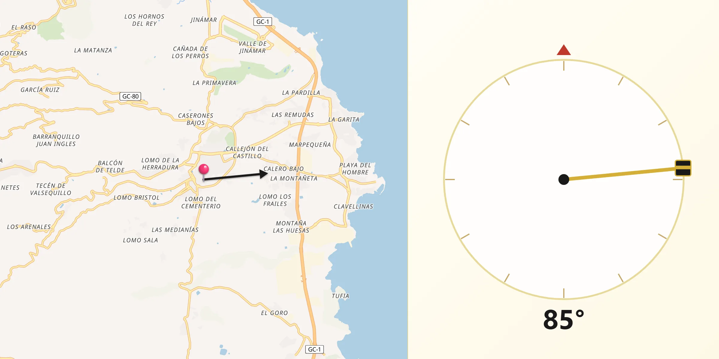 Direzione della Qibla da Telde