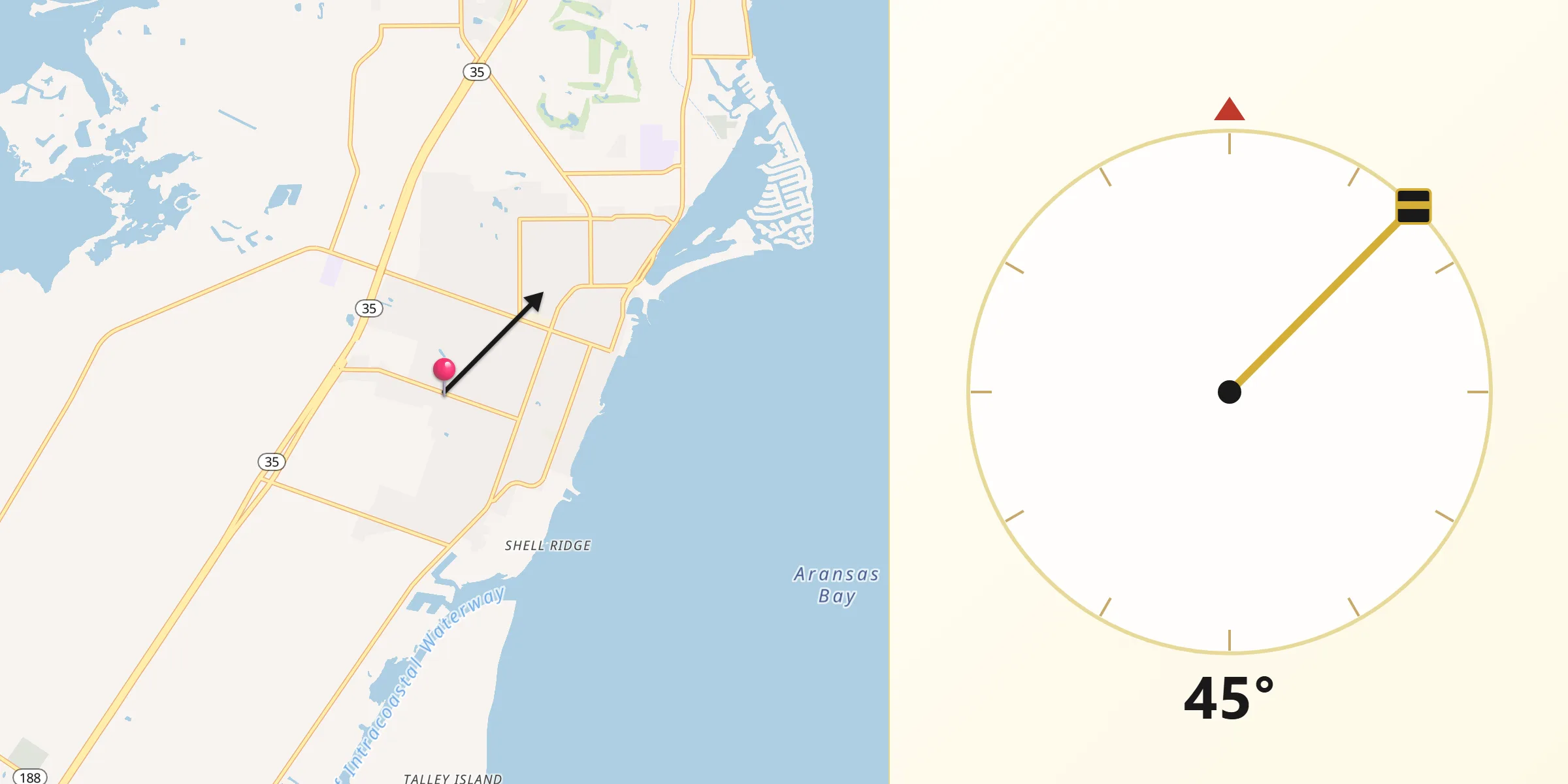 Qibla Direction from Aransas