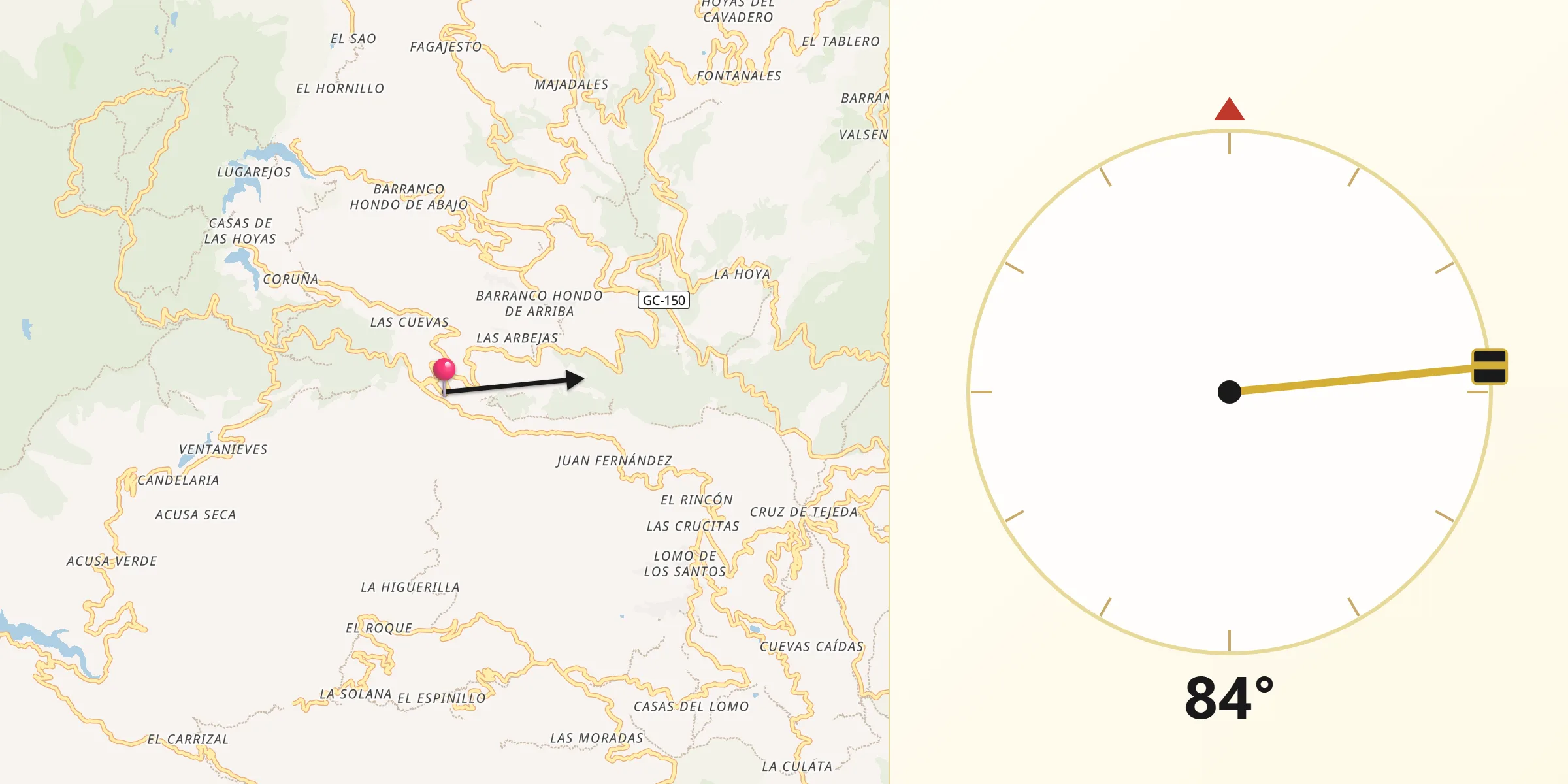 Dirección de la Qibla desde Artenara