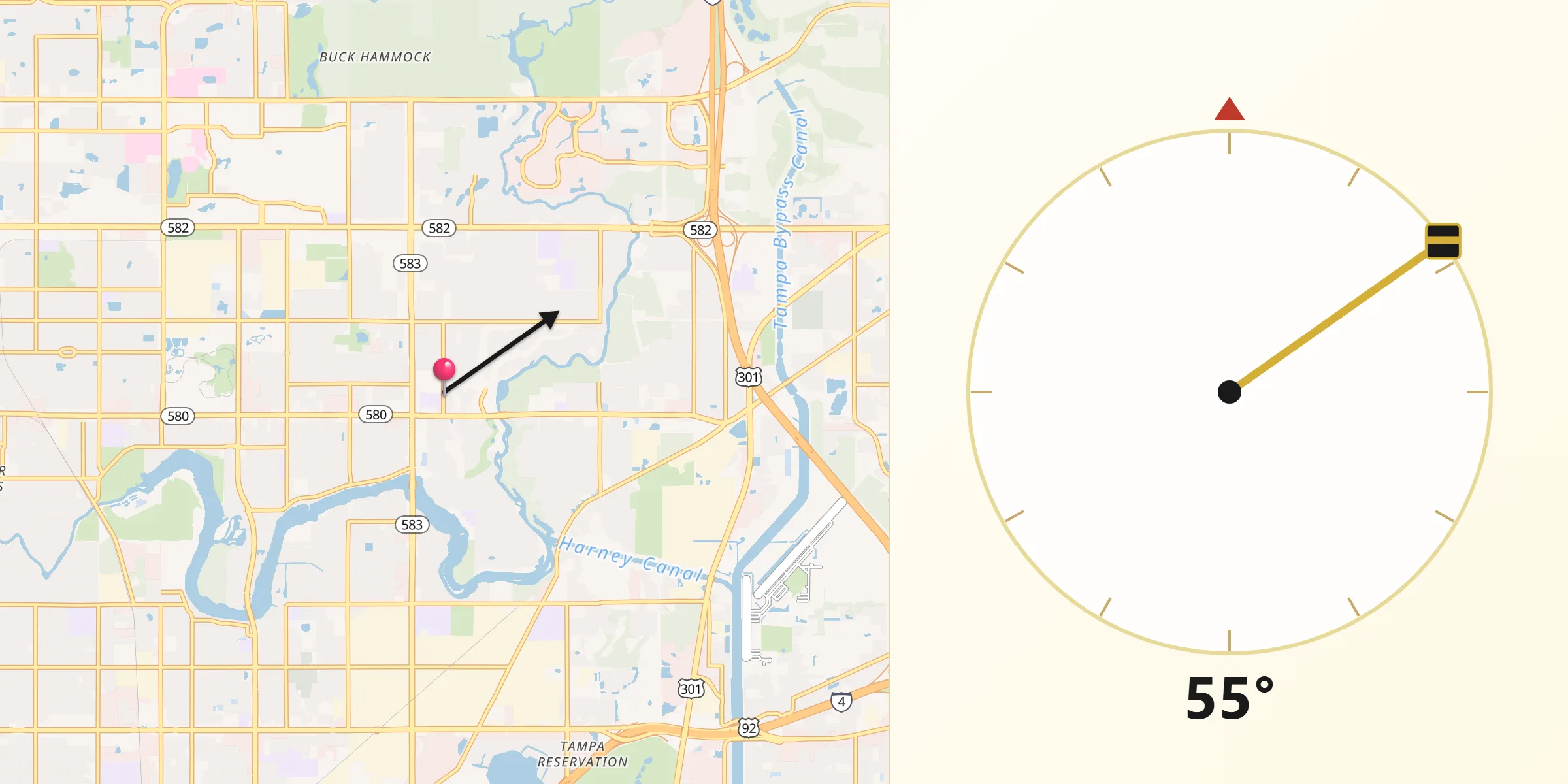 Qibla Direction from Temple Terrace
