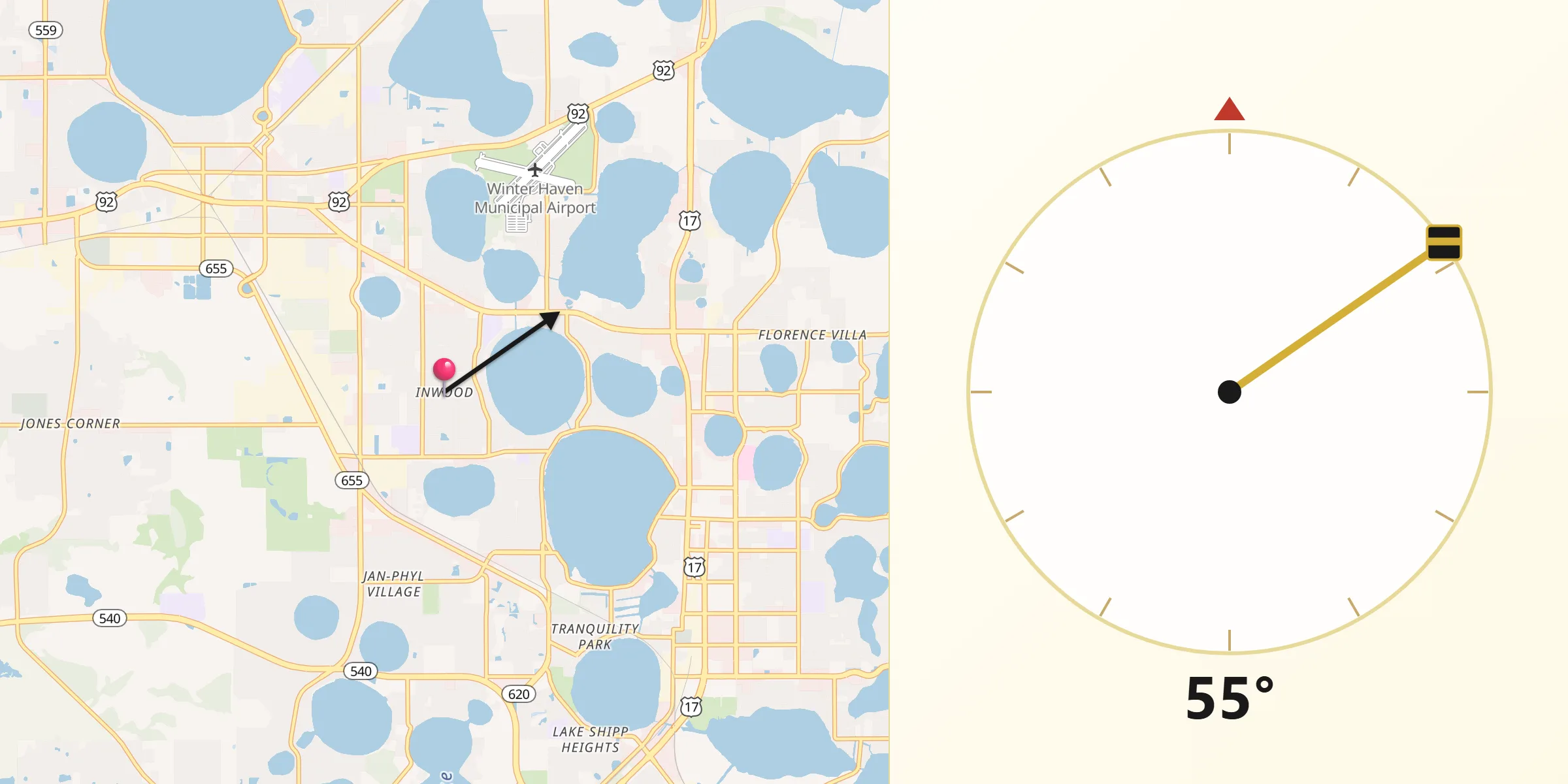 Qibla Direction from Inwood