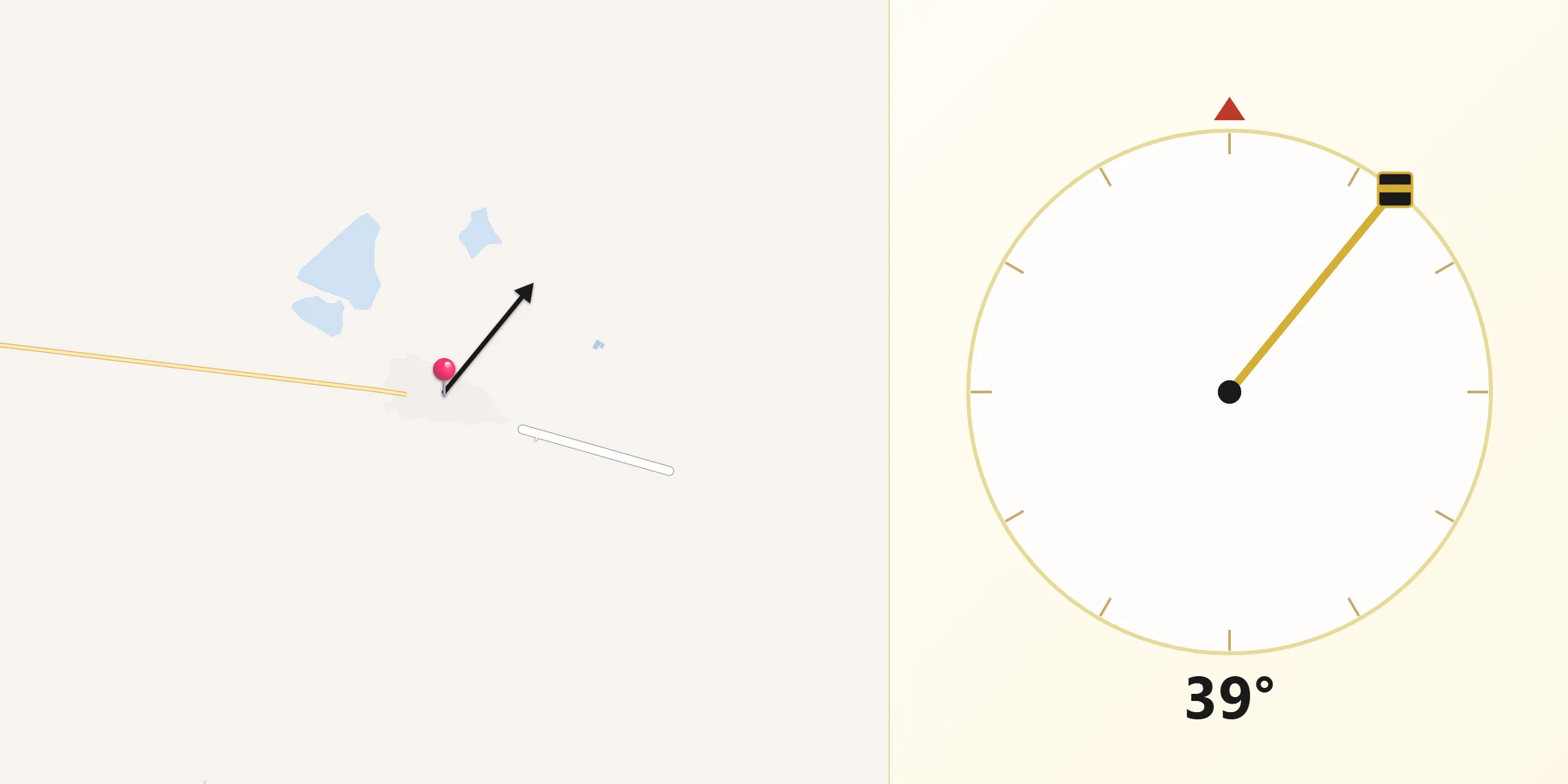 Dirección de la Qibla desde Hércules