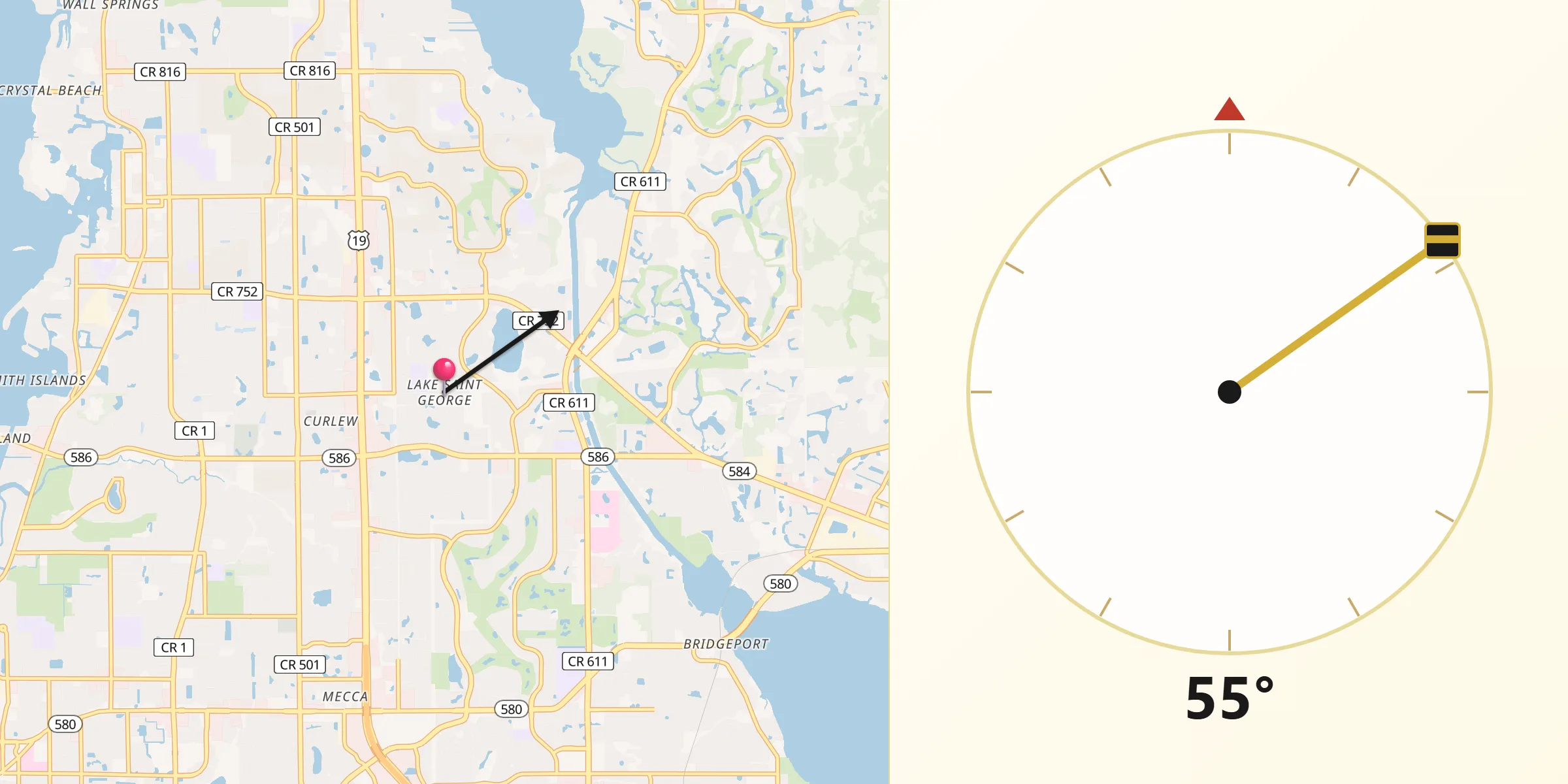 Qibla Direction from St. George