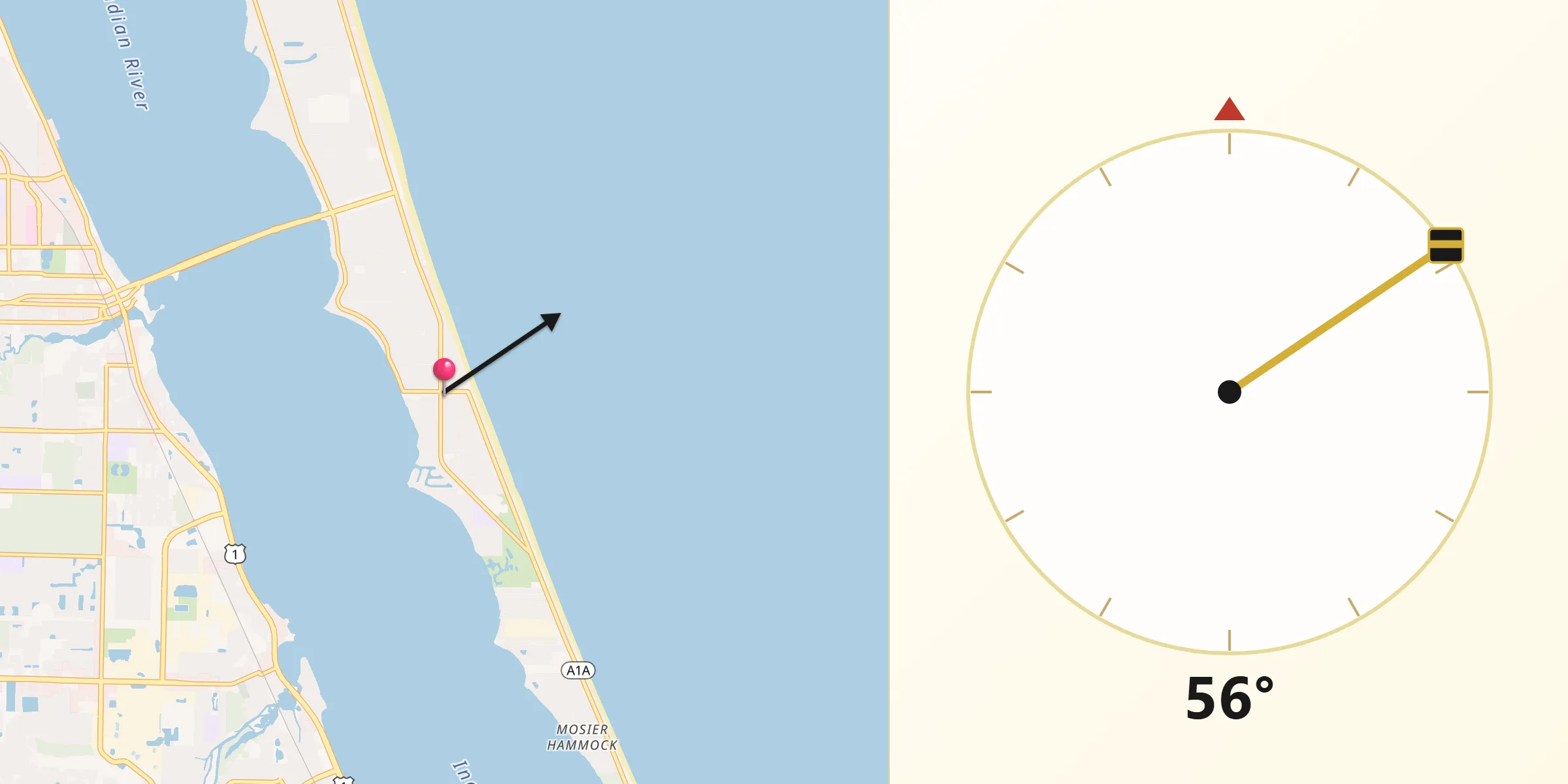 Qibla Direction from Melbourne Beach