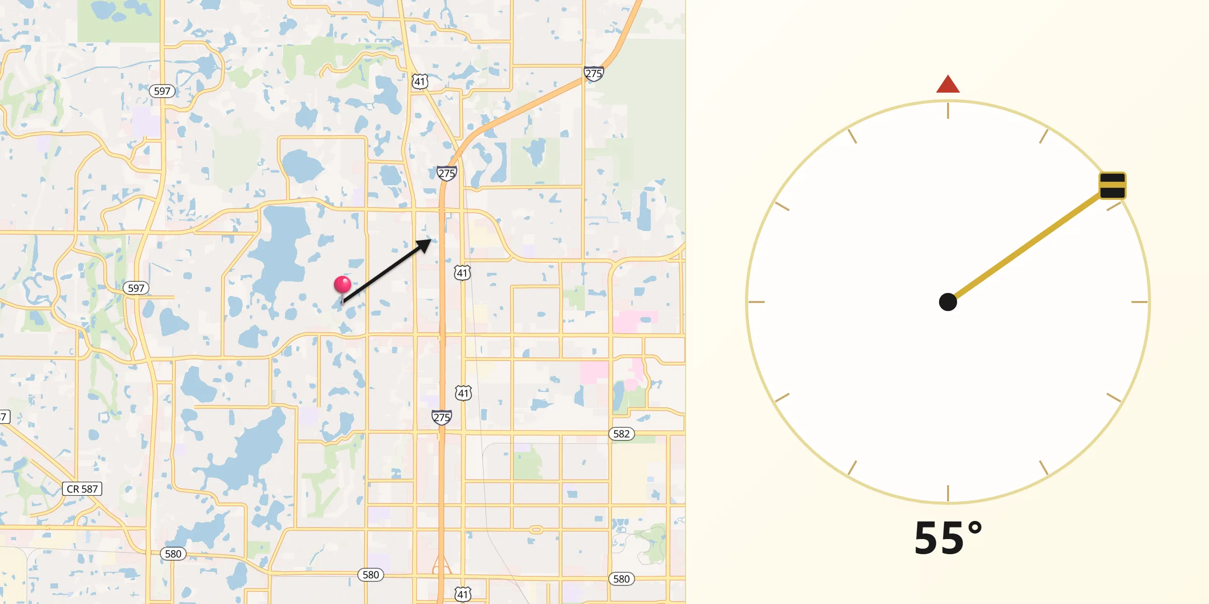 Qibla Direction from Lake Magdalene
