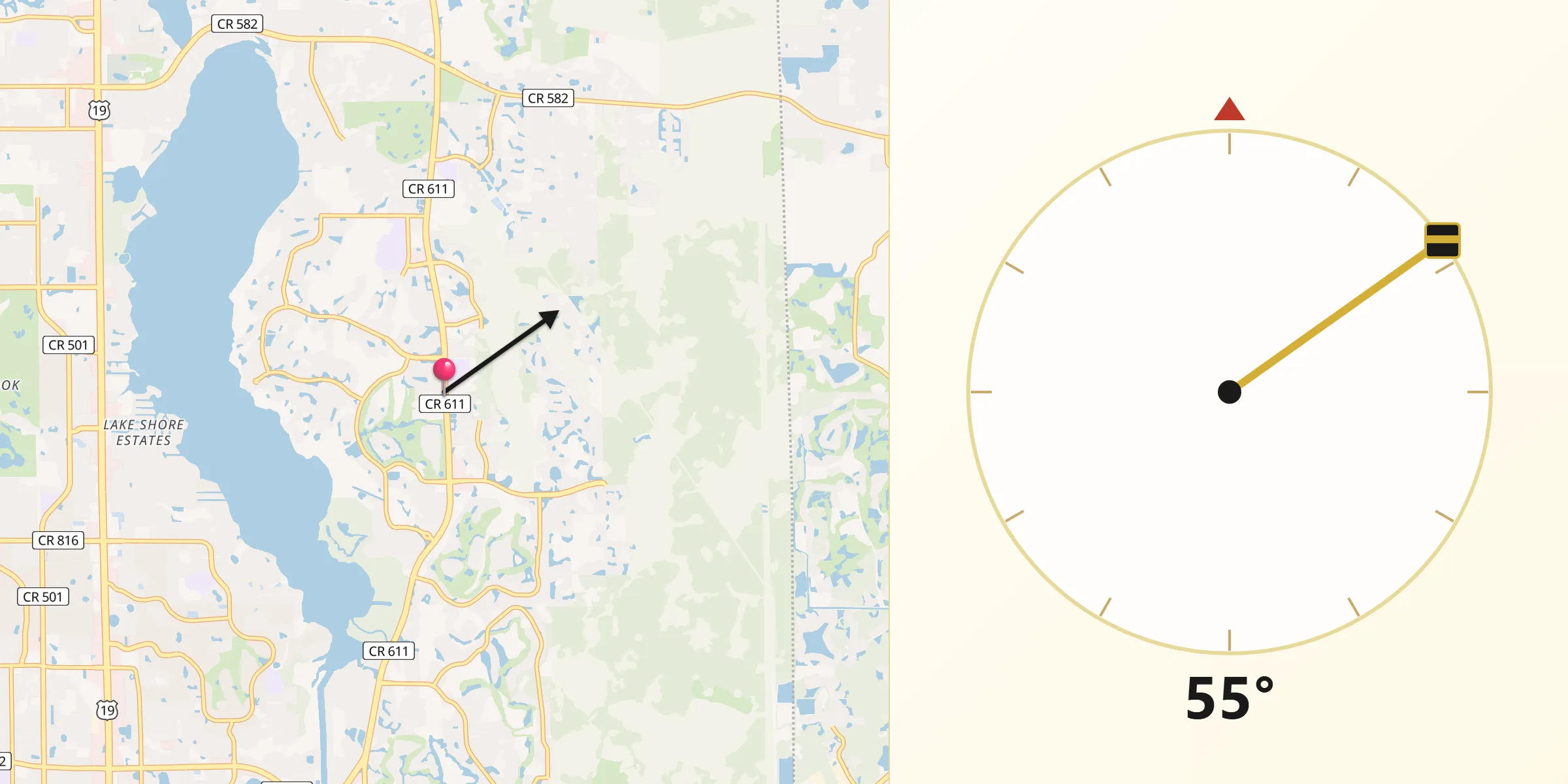 Qibla Direction from East Lake
