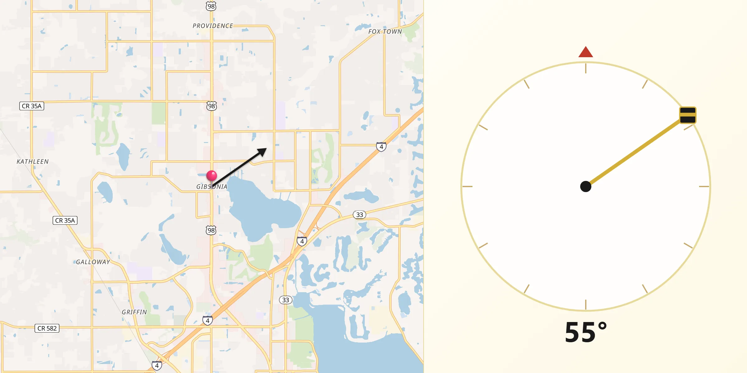 Qibla Direction from Gibsonia