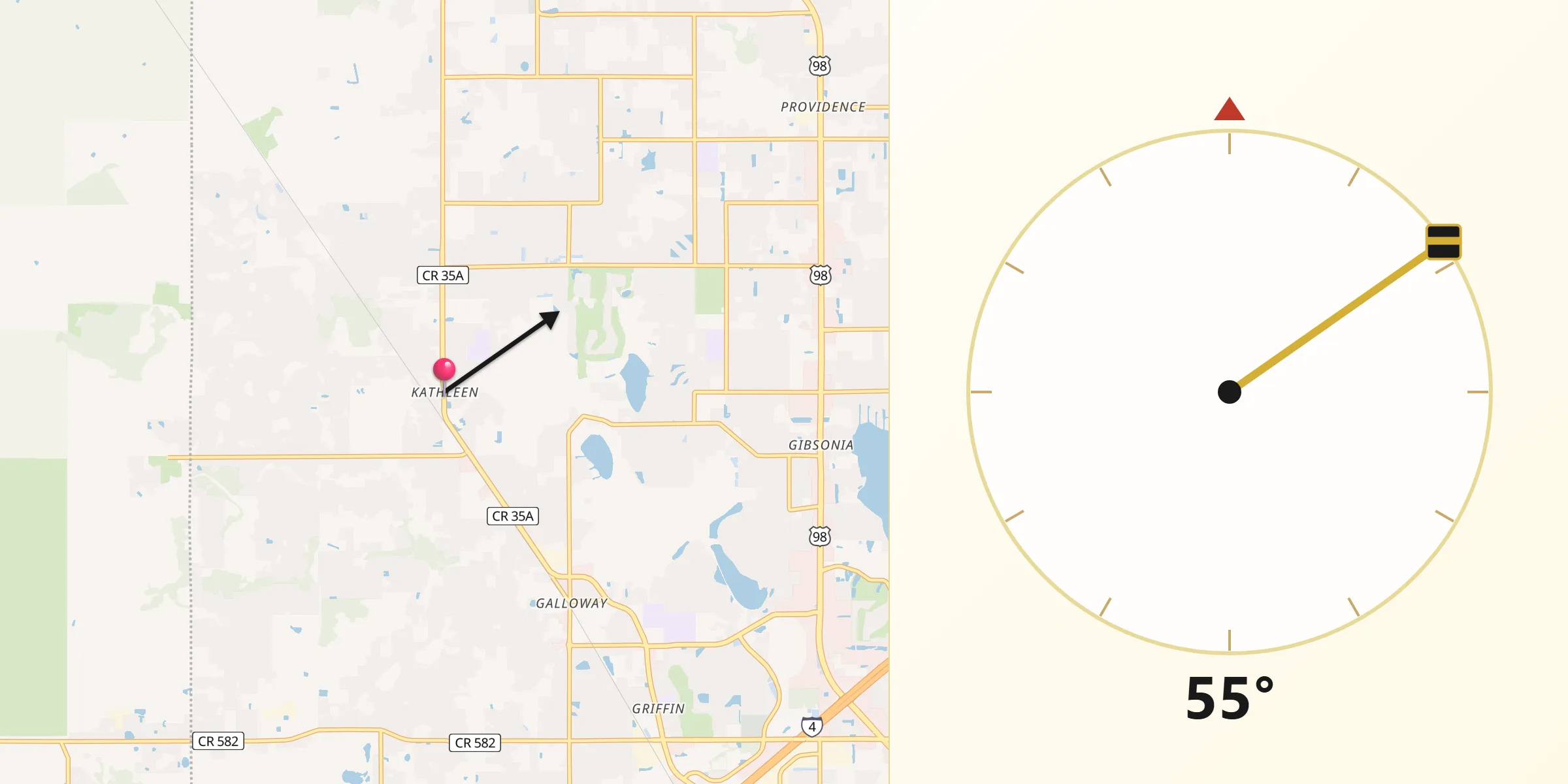 Qibla Direction from Kathleen