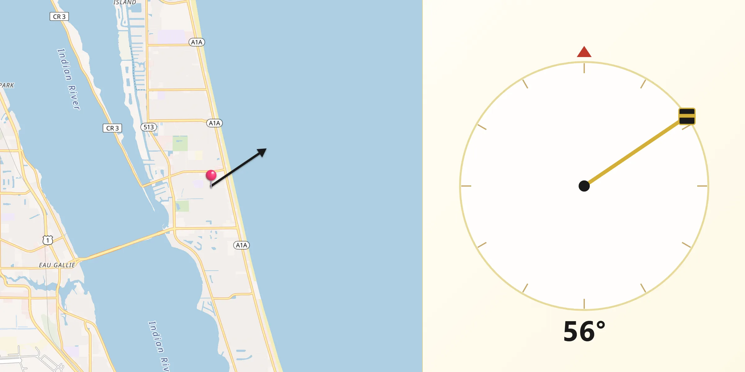 Qibla Direction from Indian Harbour Beach