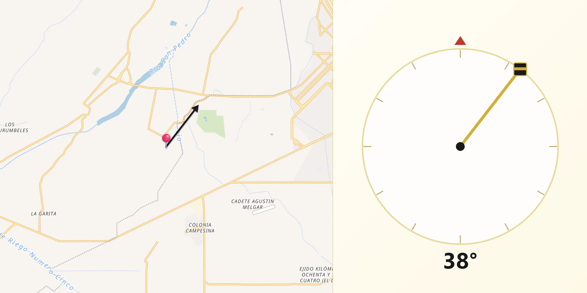Dirección de la Qibla desde El Molino