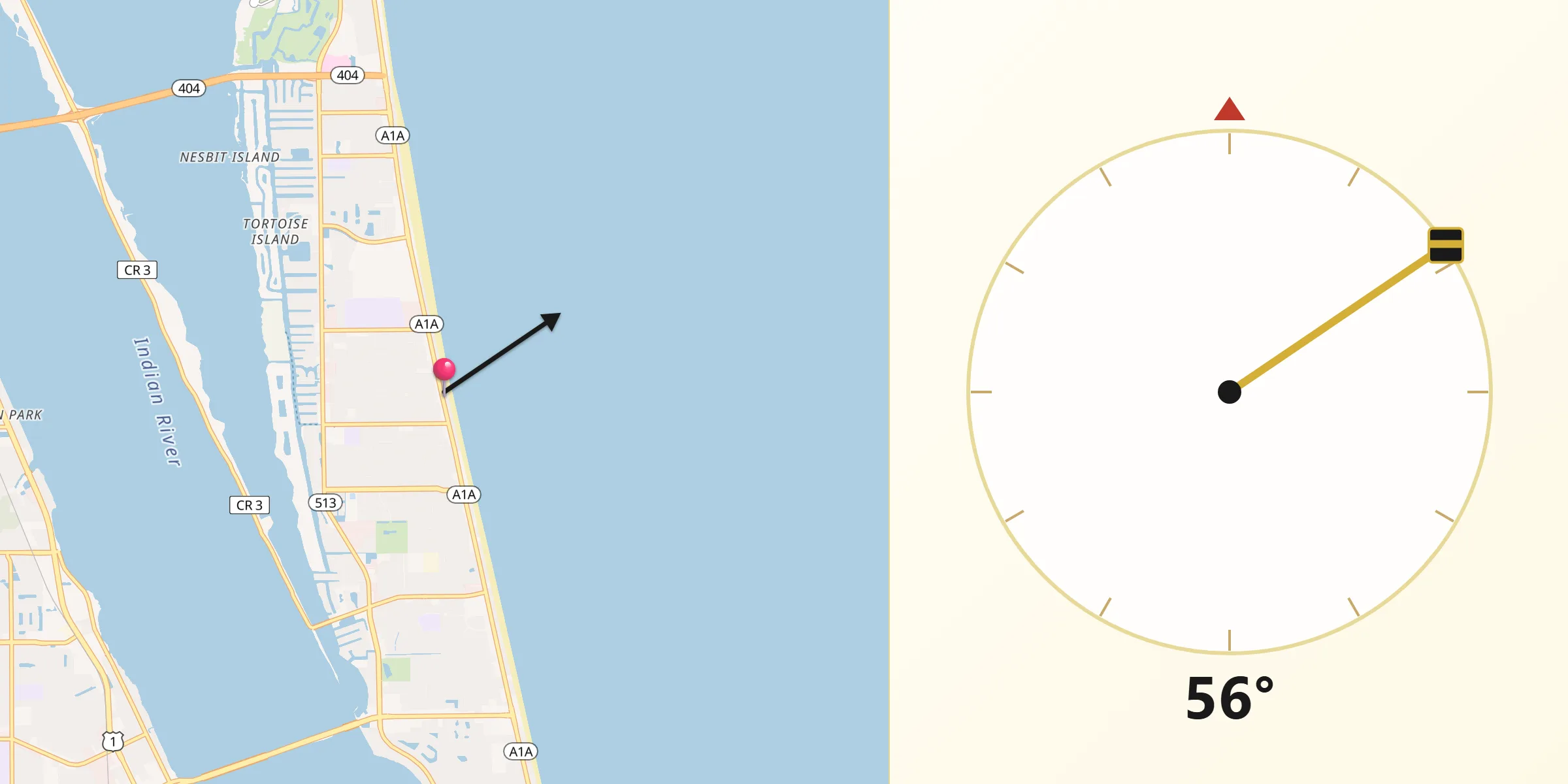 Qibla Direction from Satellite Beach
