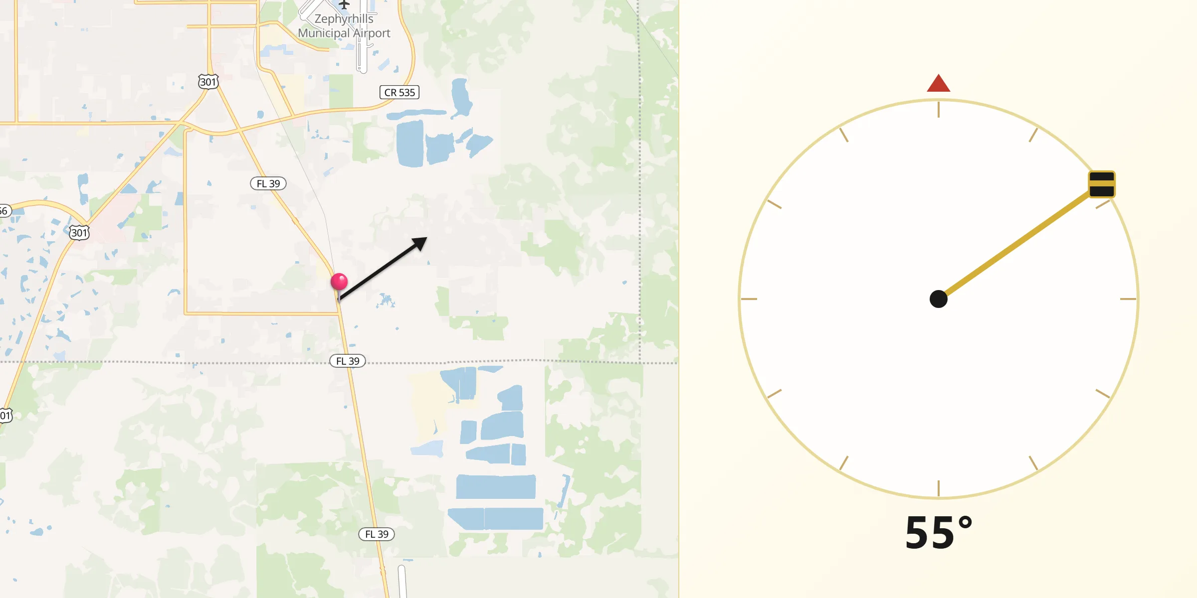 Qibla Direction from Crystal Springs
