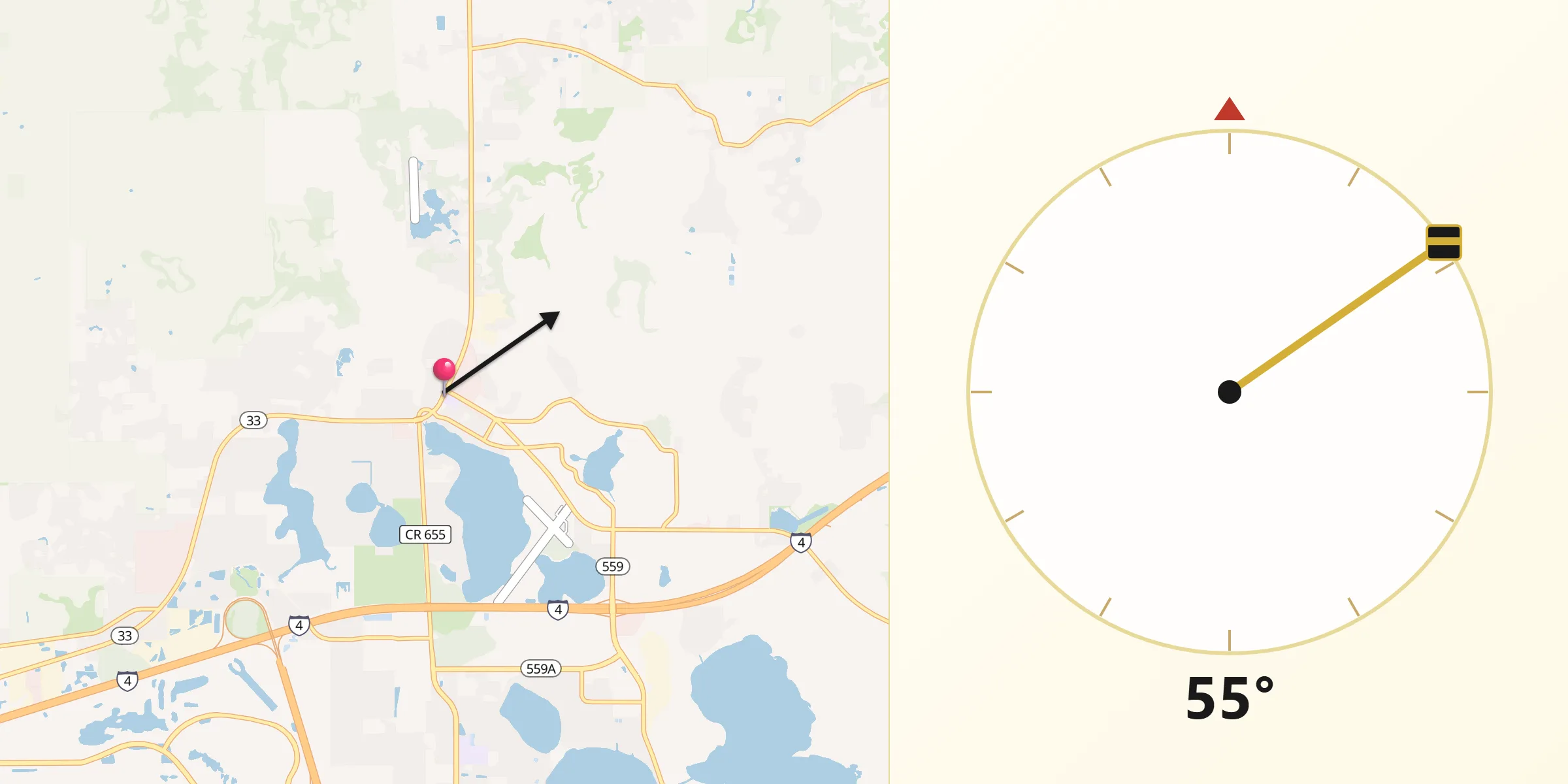 Qibla Direction from Polk City