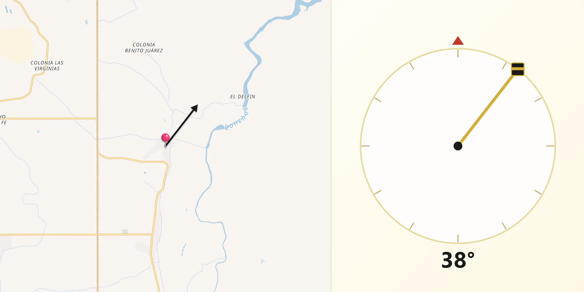 Dirección de la Qibla desde Orranteño