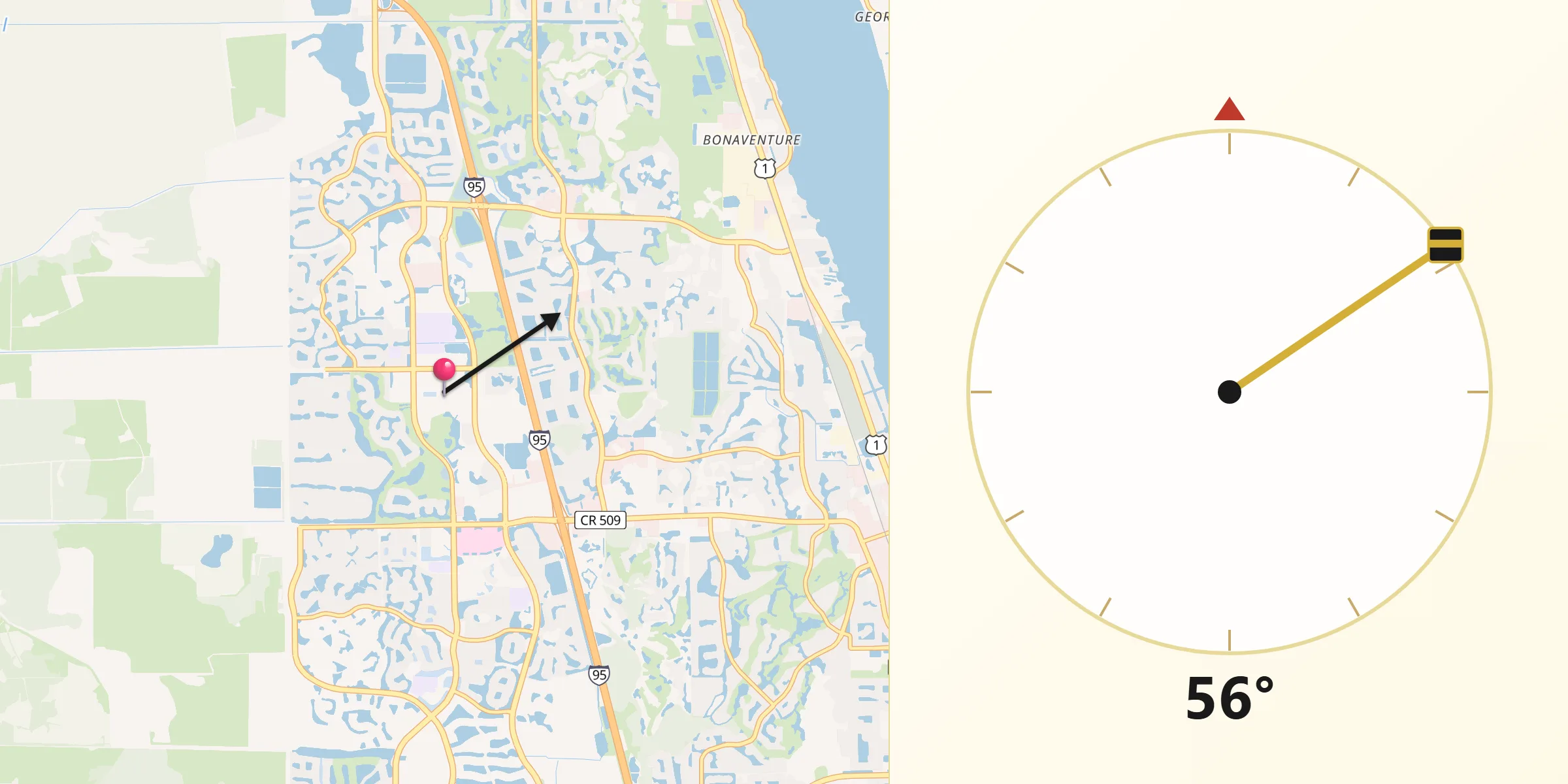 Qibla Direction from Viera West