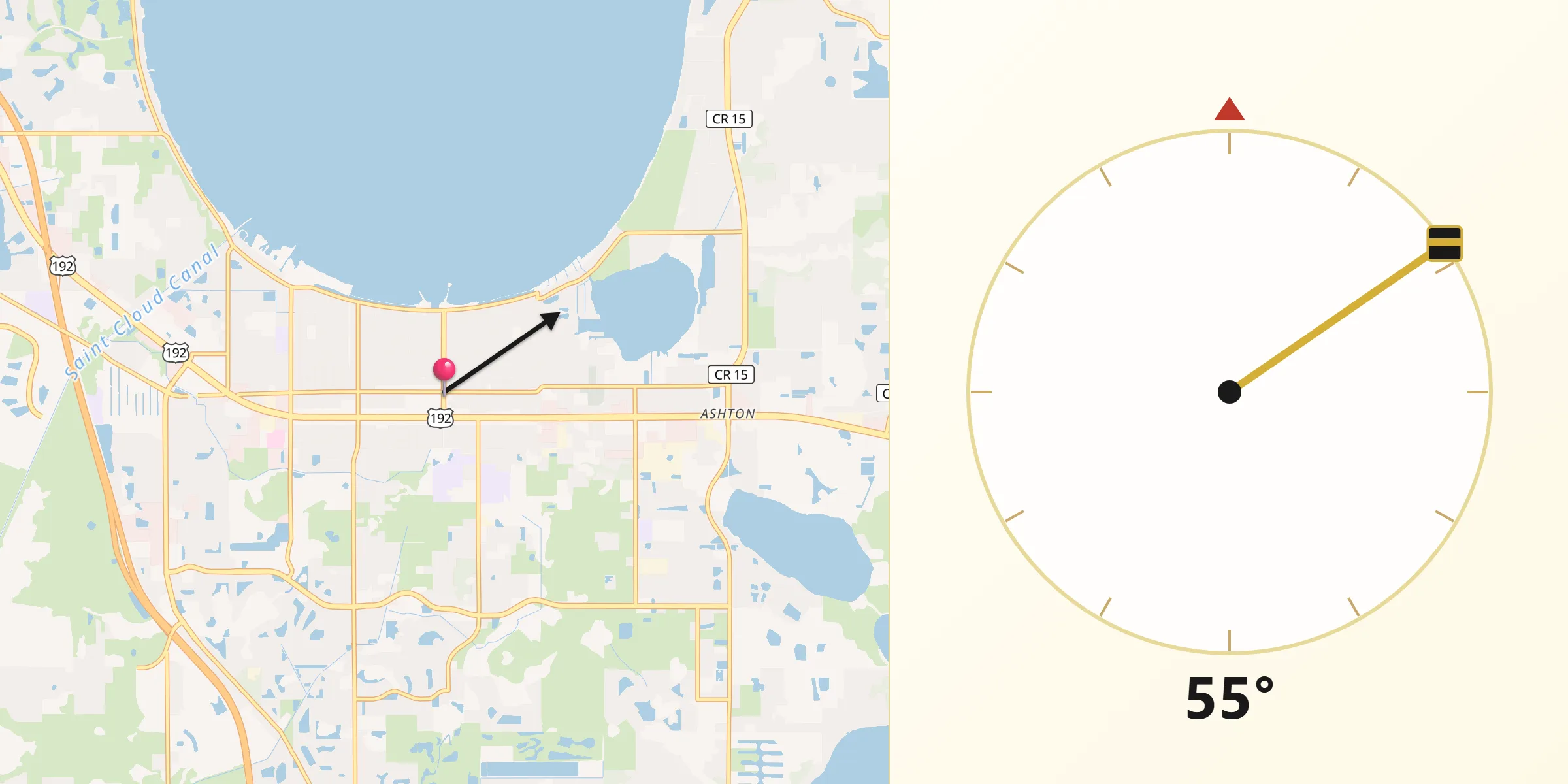Qibla Direction from Saint Cloud