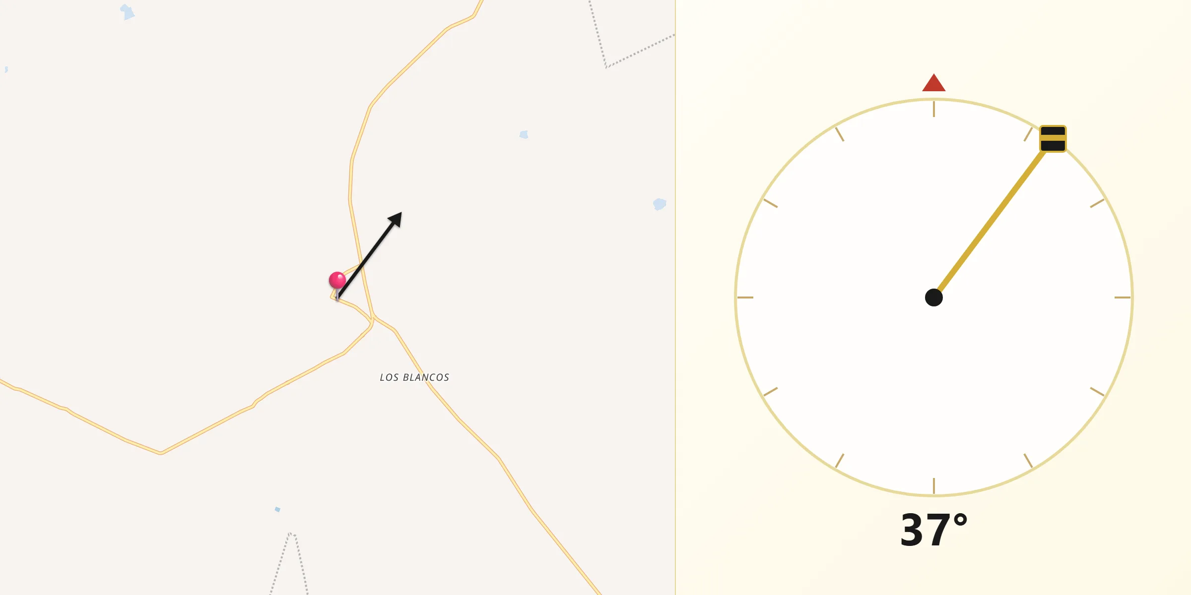 Dirección de la Qibla desde Carretas